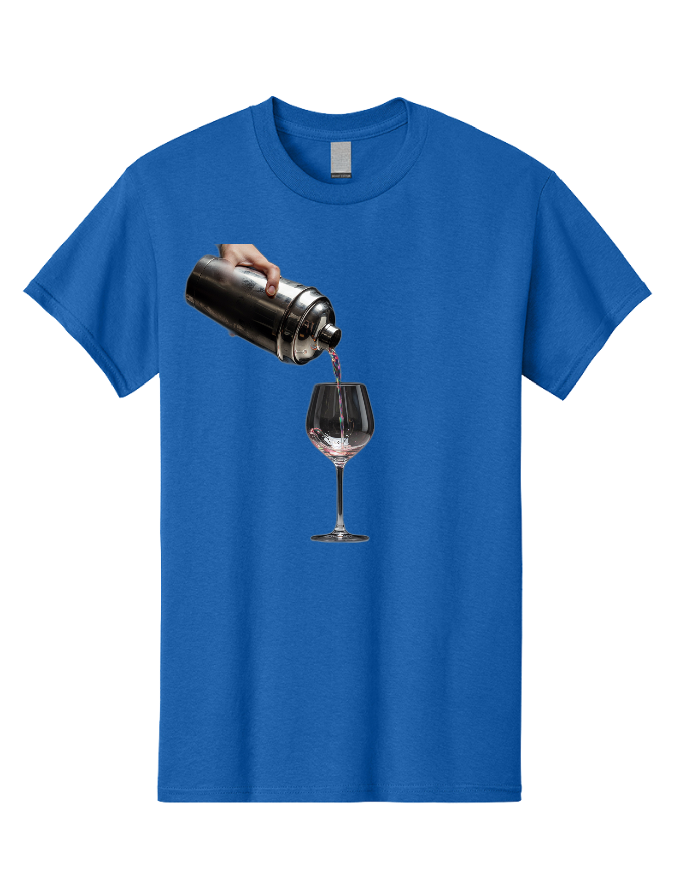 Cocktail-Shaker-Pouring Men'S Graphic Tee, 100% Cotton, Comfortable Casual Summer Wear, Machine Washable, Cocktail Being Poured, Drink In Glass, Metal Cocktail Shaker, Pouring Drink, Alcohol Beverage, Mixology, Cocktail Recipe, Stylish Drink Bac875