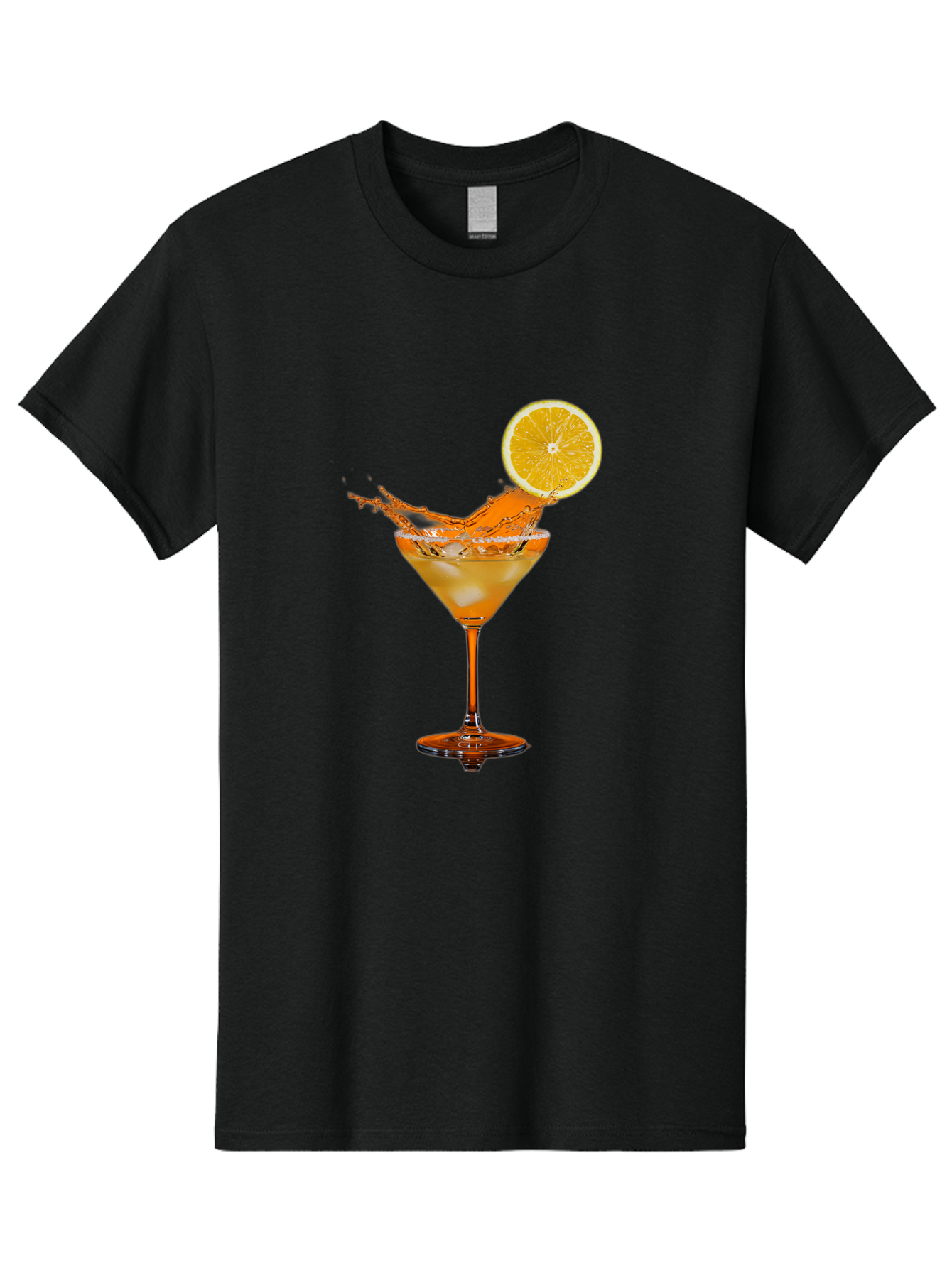 Cocktail-Splash Men'S Graphic Tee, 100% Cotton, Comfortable Casual Summer Wear, Machine Washable, Martini Glass, Orange Cocktail, Splash Effect, Citrus Twist, Refreshing Drink, Elegant Glassware, Stylish Beverage, Orange Slice Garnish, Bac876