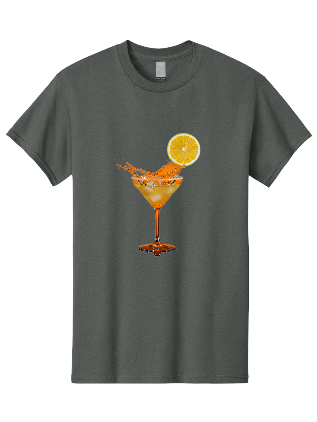 Cocktail-Splash Men'S Graphic Tee, 100% Cotton, Comfortable Casual Summer Wear, Machine Washable, Martini Glass, Orange Cocktail, Splash Effect, Citrus Twist, Refreshing Drink, Elegant Glassware, Stylish Beverage, Orange Slice Garnish, Bac876