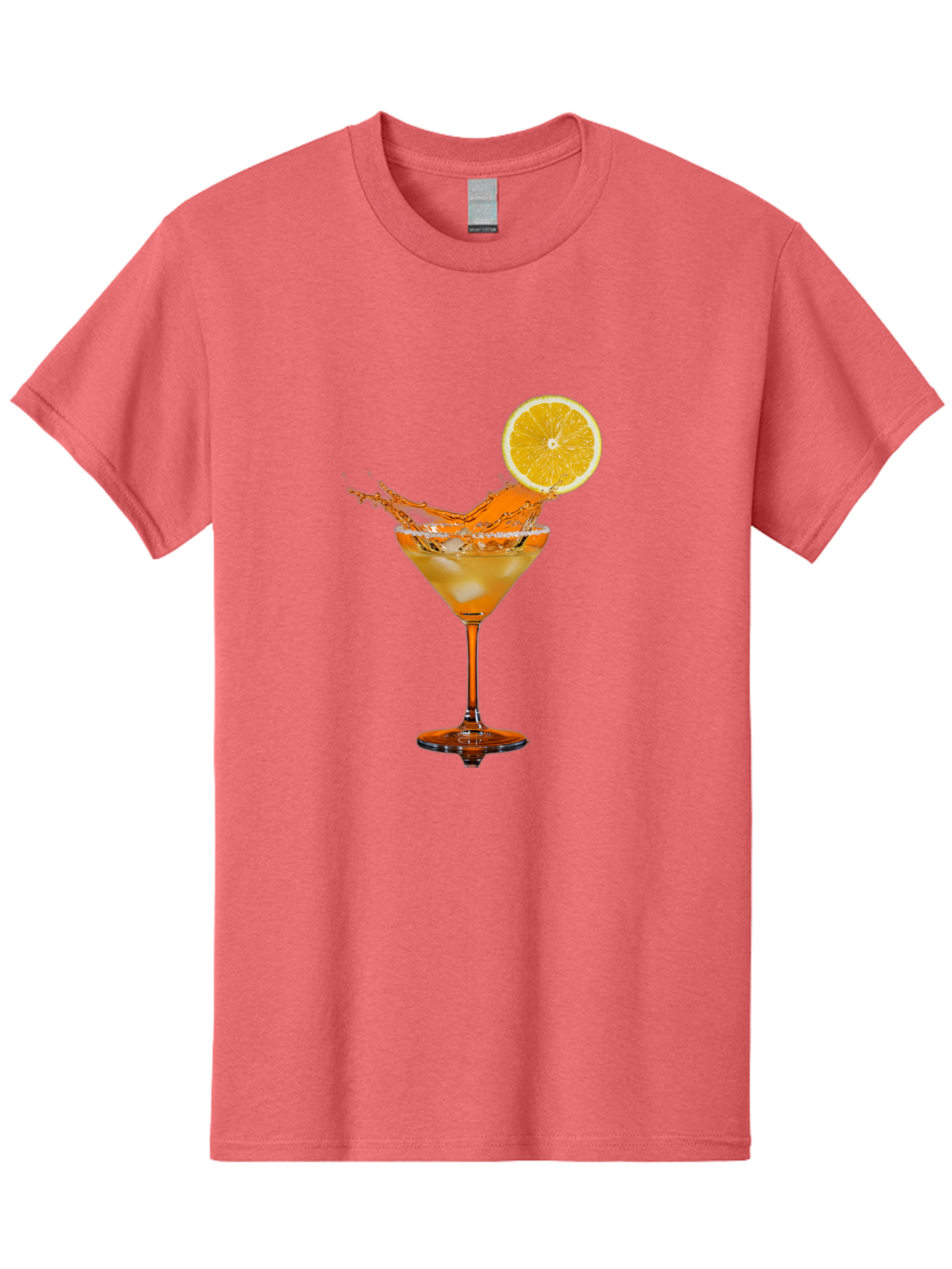 Cocktail-Splash Men'S Graphic Tee, 100% Cotton, Comfortable Casual Summer Wear, Machine Washable, Martini Glass, Orange Cocktail, Splash Effect, Citrus Twist, Refreshing Drink, Elegant Glassware, Stylish Beverage, Orange Slice Garnish, Bac876
