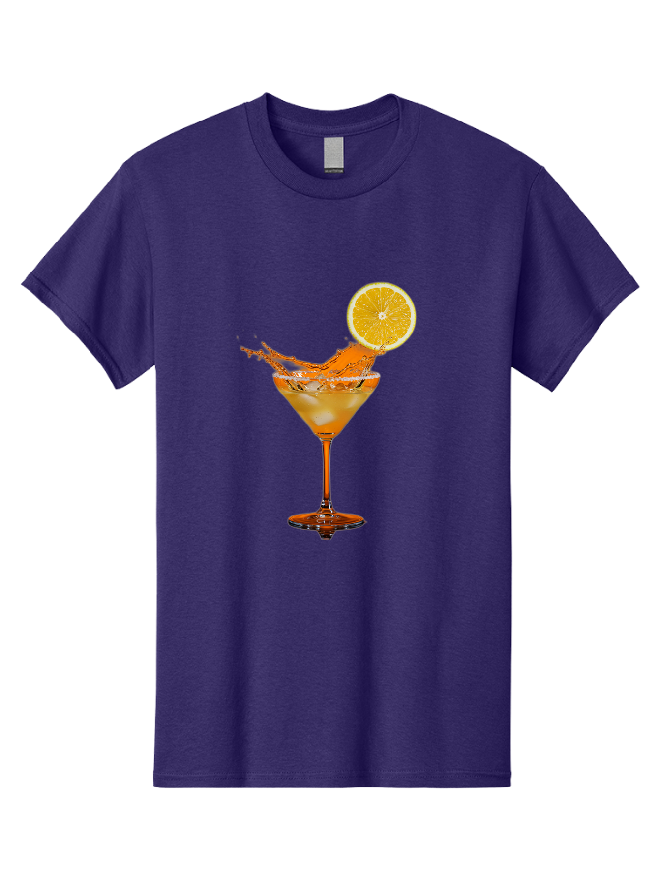 Cocktail-Splash Men'S Graphic Tee, 100% Cotton, Comfortable Casual Summer Wear, Machine Washable, Martini Glass, Orange Cocktail, Splash Effect, Citrus Twist, Refreshing Drink, Elegant Glassware, Stylish Beverage, Orange Slice Garnish, Bac876