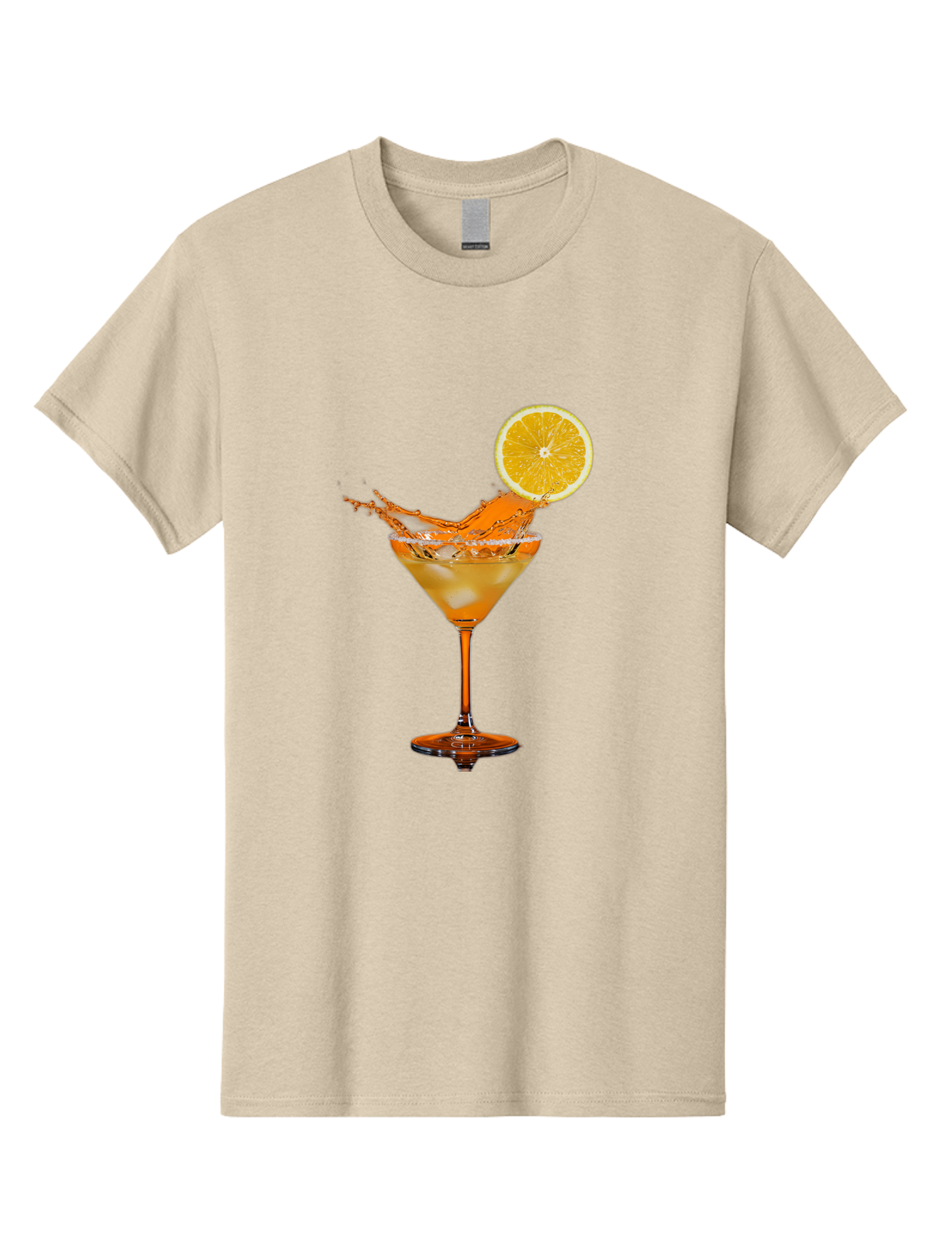 Cocktail-Splash Men'S Graphic Tee, 100% Cotton, Comfortable Casual Summer Wear, Machine Washable, Martini Glass, Orange Cocktail, Splash Effect, Citrus Twist, Refreshing Drink, Elegant Glassware, Stylish Beverage, Orange Slice Garnish, Bac876