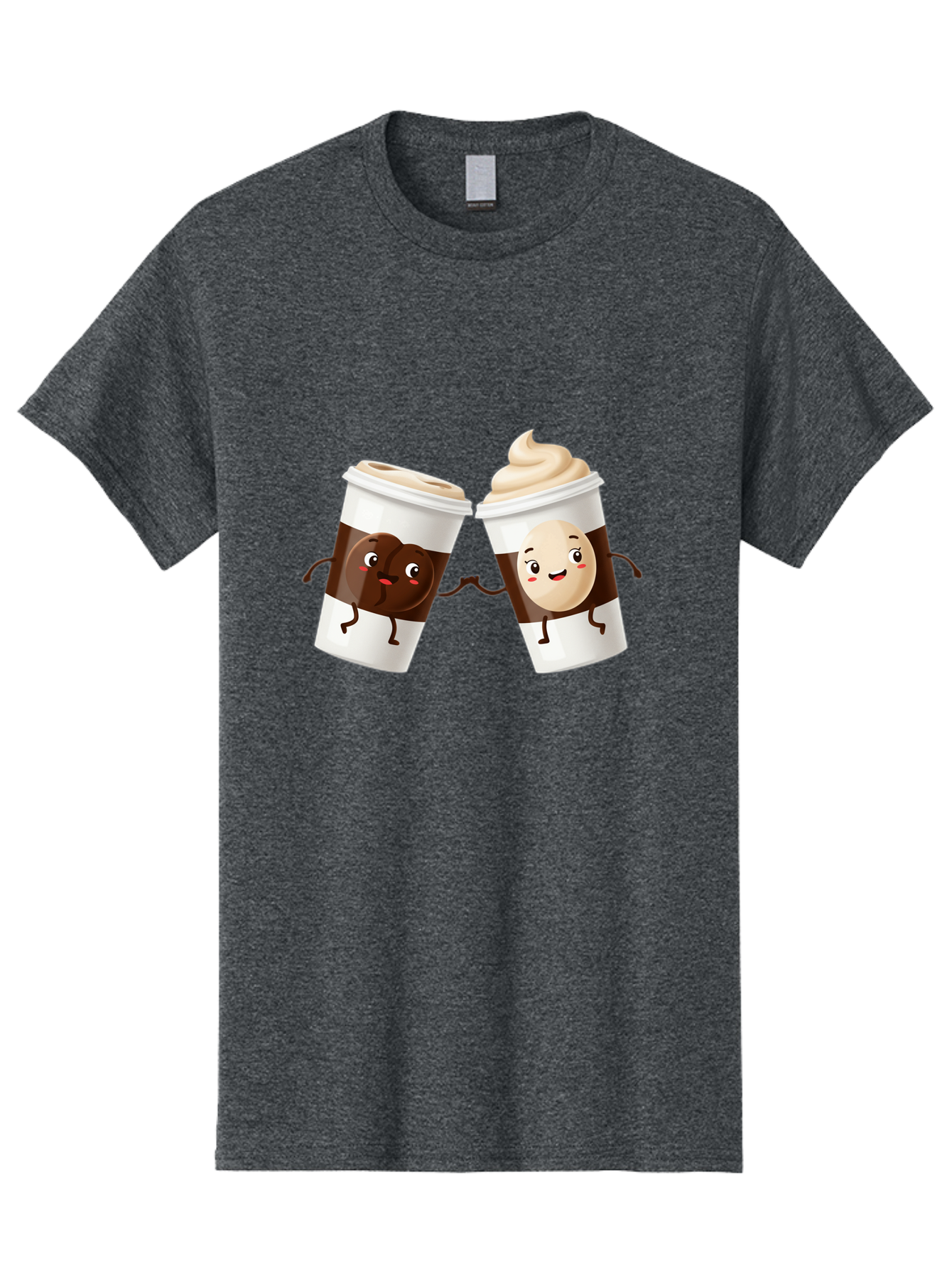 Coffee-Cups Men'S Graphic Tee, 100% Cotton, Comfortable Casual Summer Wear, Machine Washable, Cartoon Coffee Cups, Coffee Characters, Happy Faces, Anthropomorphic Cups, Playful Illustration, Hot Beverages, Cartoon Style, Cup Designs, Bac879