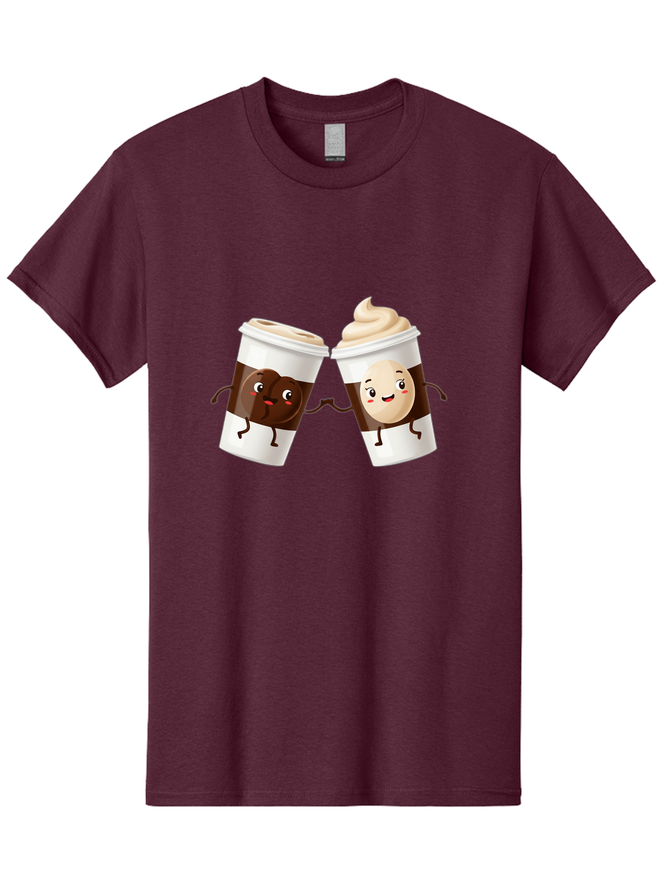Coffee-Cups Men'S Graphic Tee, 100% Cotton, Comfortable Casual Summer Wear, Machine Washable, Cartoon Coffee Cups, Coffee Characters, Happy Faces, Anthropomorphic Cups, Playful Illustration, Hot Beverages, Cartoon Style, Cup Designs, Bac879