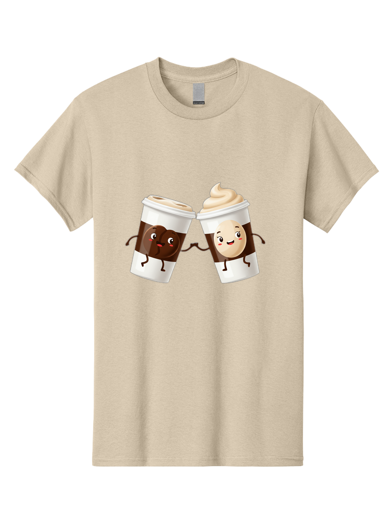 Coffee-Cups Men'S Graphic Tee, 100% Cotton, Comfortable Casual Summer Wear, Machine Washable, Cartoon Coffee Cups, Coffee Characters, Happy Faces, Anthropomorphic Cups, Playful Illustration, Hot Beverages, Cartoon Style, Cup Designs, Bac879