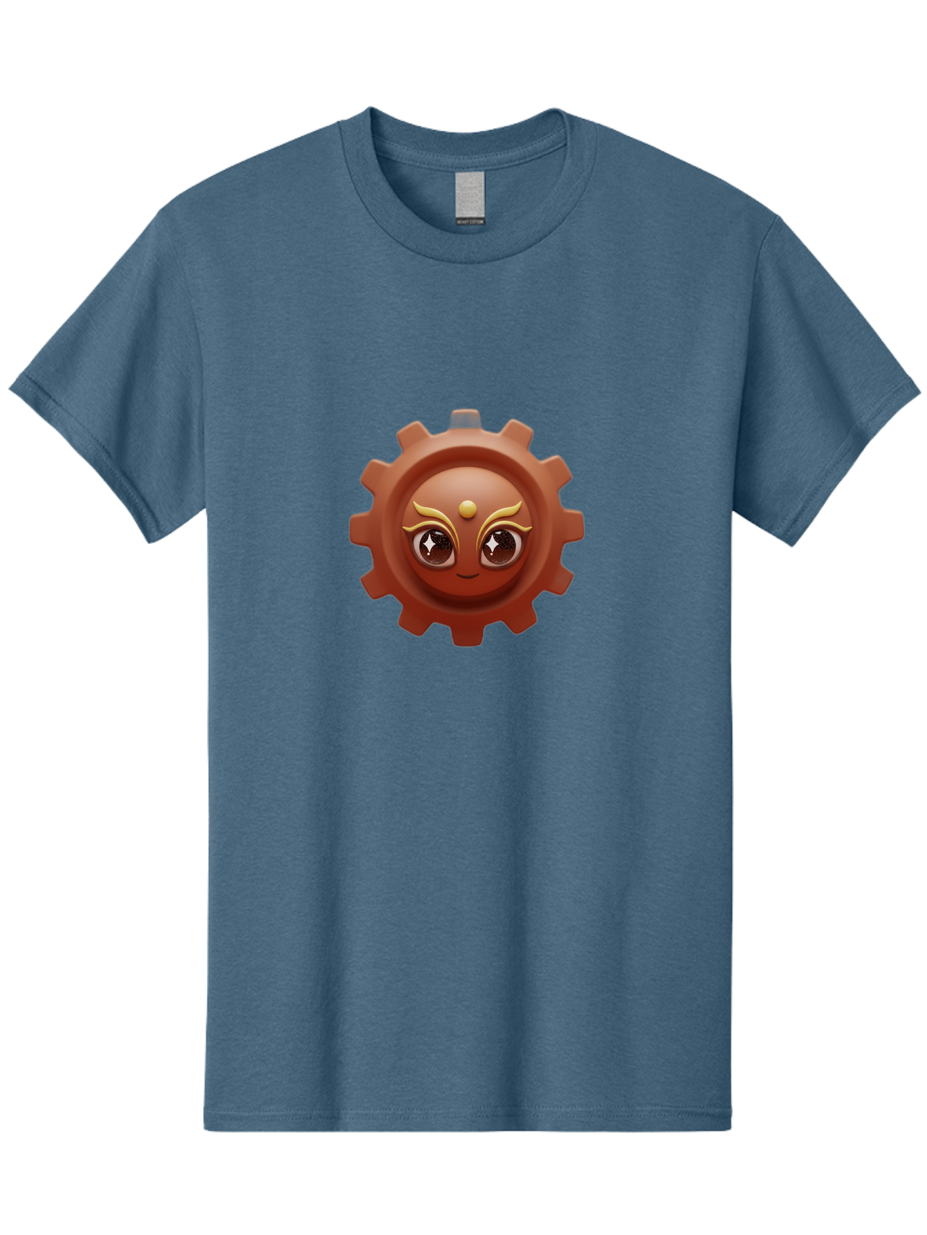 Cog-Emoji-1 Men'S Graphic Tee, 100% Cotton, Comfortable Casual Summer Wear, Machine Washable, Cartoon Cog, Gear Emoji, Mechanical Face, 3D Illustration, Animated Machinery, Robotic Character, Smiling Cog, Tech-Inspired Art, Machinery Parts, Bac881
