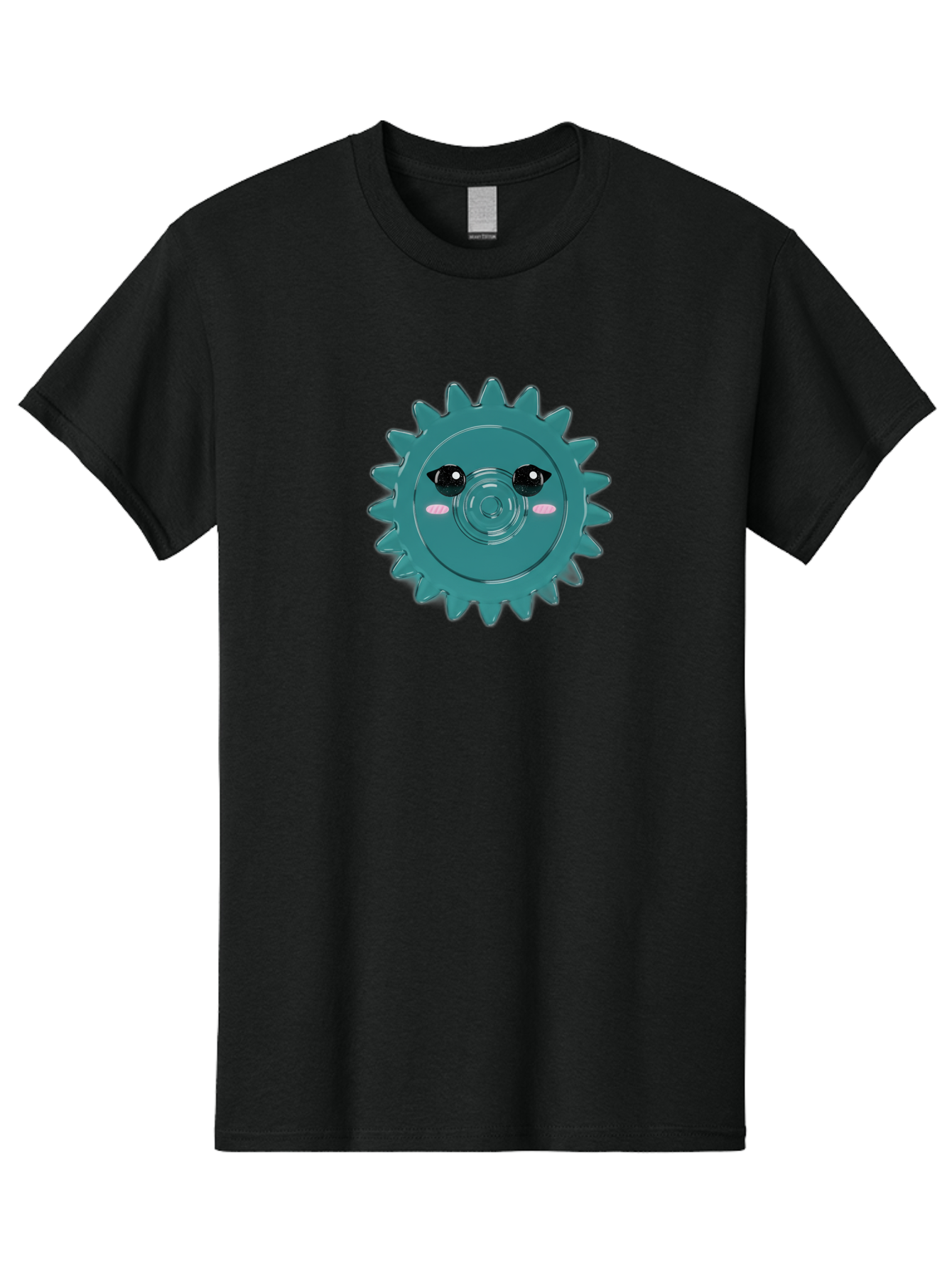 Cog-With-Eyes Men'S Graphic Tee, 100% Cotton, Comfortable Casual Summer Wear, Machine Washable, Cartoon Cog, Mechanical Face, Cute Illustration, Digital Art, Spiky Gear, Playful Design, Tech-Inspired, Fun Character, Machinery Personified, Bac883