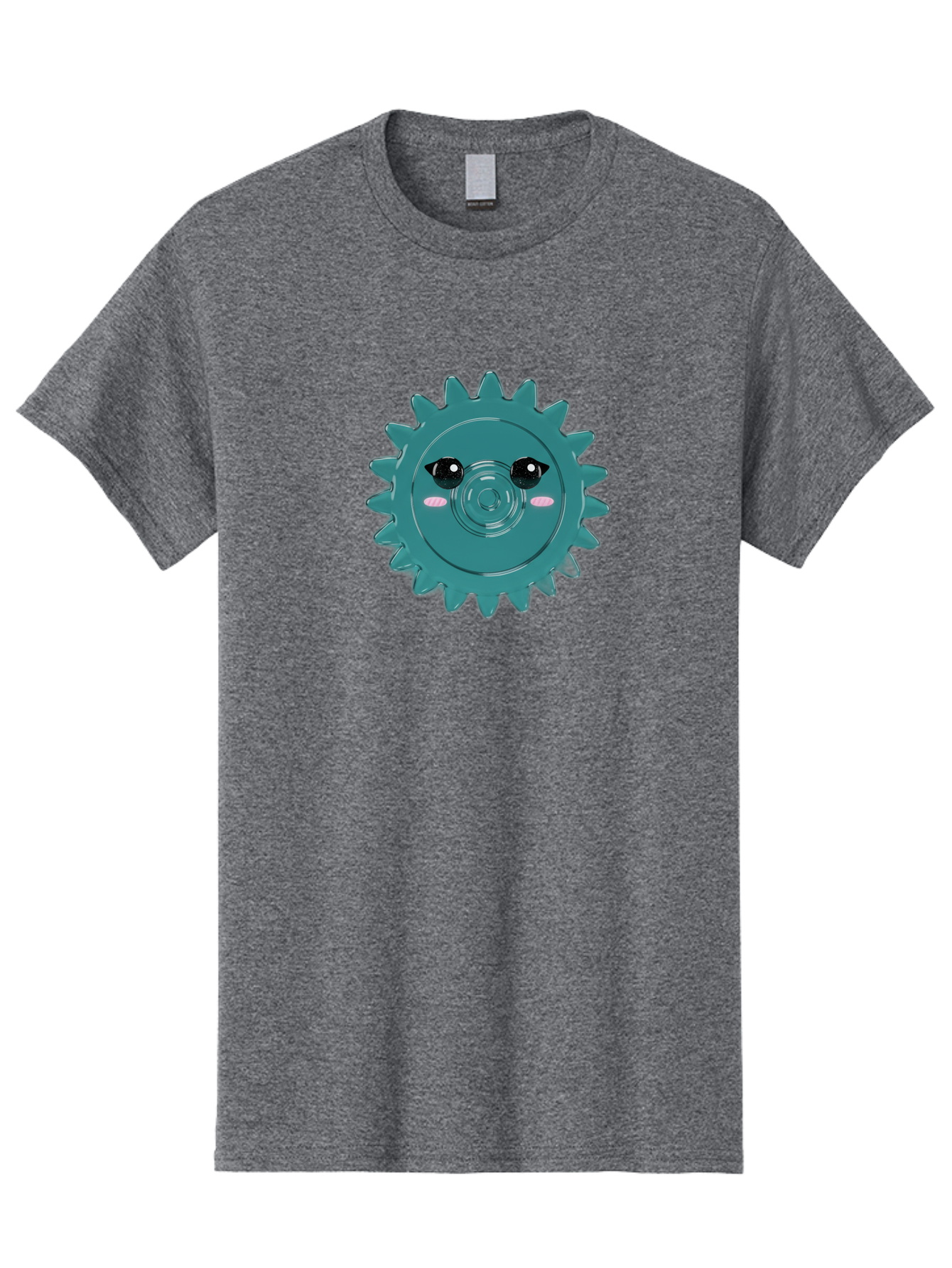 Cog-With-Eyes Men'S Graphic Tee, 100% Cotton, Comfortable Casual Summer Wear, Machine Washable, Cartoon Cog, Mechanical Face, Cute Illustration, Digital Art, Spiky Gear, Playful Design, Tech-Inspired, Fun Character, Machinery Personified, Bac883