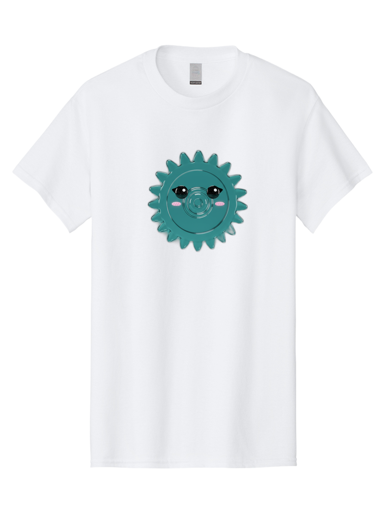 Cog-With-Eyes Men'S Graphic Tee, 100% Cotton, Comfortable Casual Summer Wear, Machine Washable, Cartoon Cog, Mechanical Face, Cute Illustration, Digital Art, Spiky Gear, Playful Design, Tech-Inspired, Fun Character, Machinery Personified, Bac883