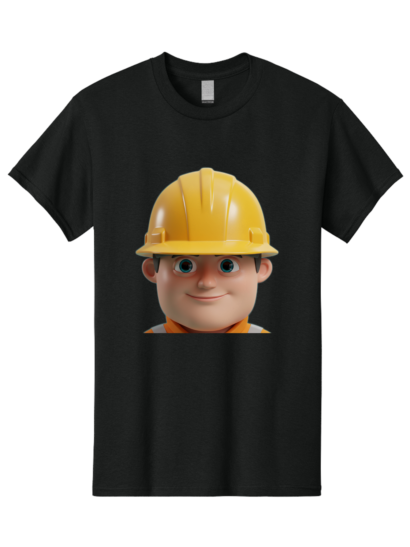 Construction-Worker-2 Men'S Graphic Tee, 100% Cotton, Comfortable Casual Summer Wear, Machine Washable, Cartoon Builder, Construction Worker, Yellow Hard Hat, Safety Helmet, Construction Site, Building Industry, Worker Safety, Bac893