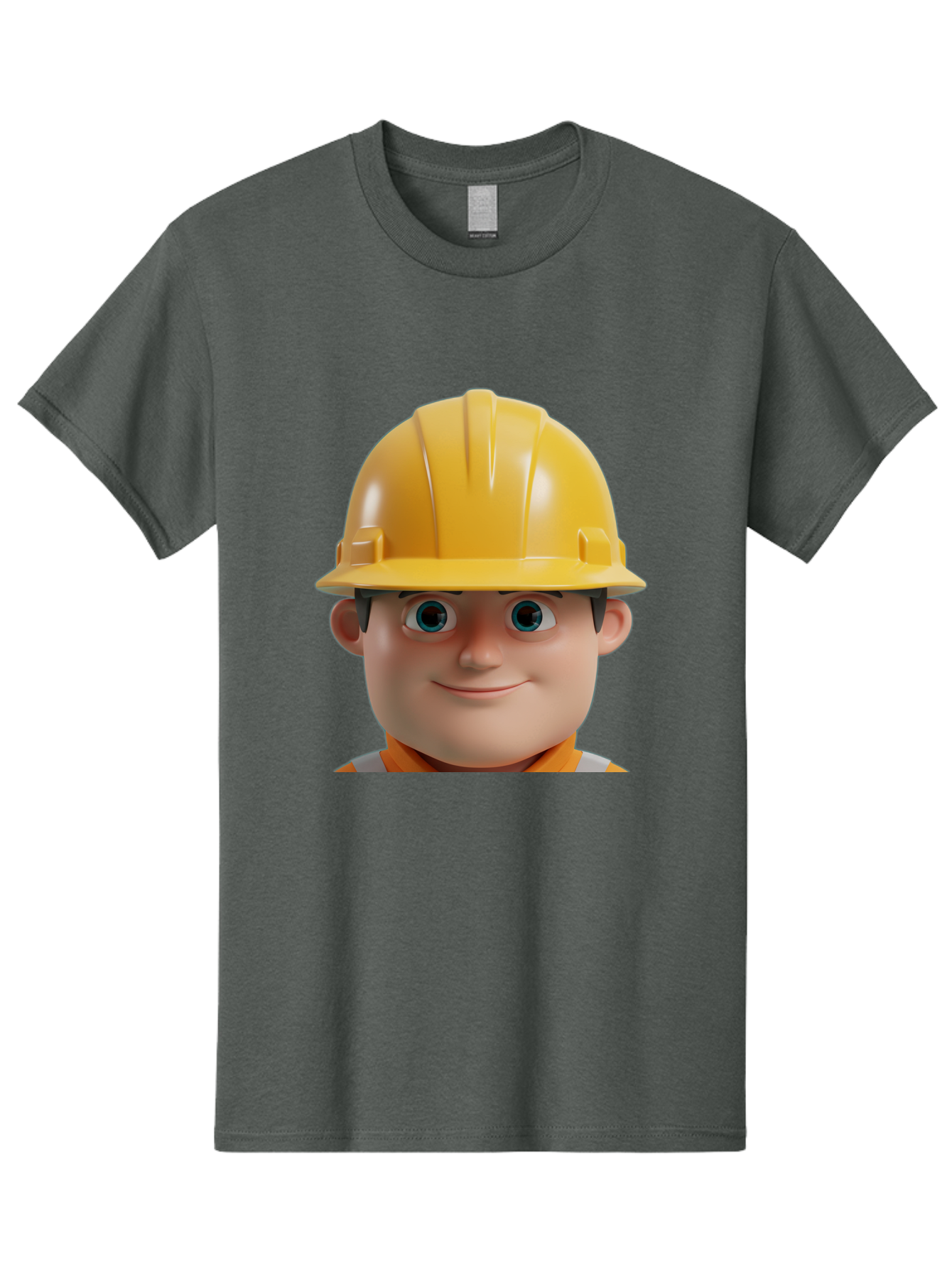 Construction-Worker-2 Men'S Graphic Tee, 100% Cotton, Comfortable Casual Summer Wear, Machine Washable, Cartoon Builder, Construction Worker, Yellow Hard Hat, Safety Helmet, Construction Site, Building Industry, Worker Safety, Bac893