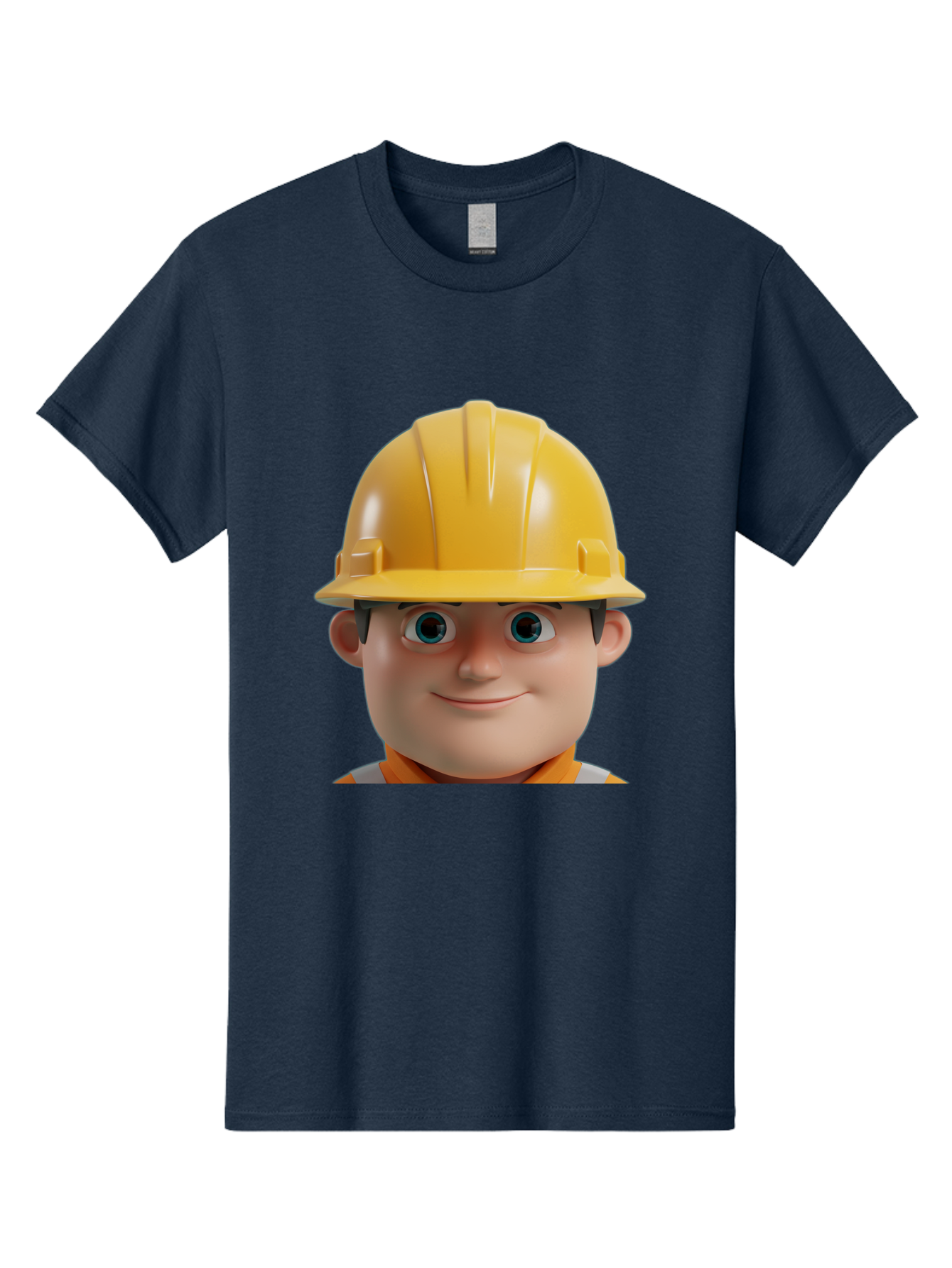 Construction-Worker-2 Men'S Graphic Tee, 100% Cotton, Comfortable Casual Summer Wear, Machine Washable, Cartoon Builder, Construction Worker, Yellow Hard Hat, Safety Helmet, Construction Site, Building Industry, Worker Safety, Bac893