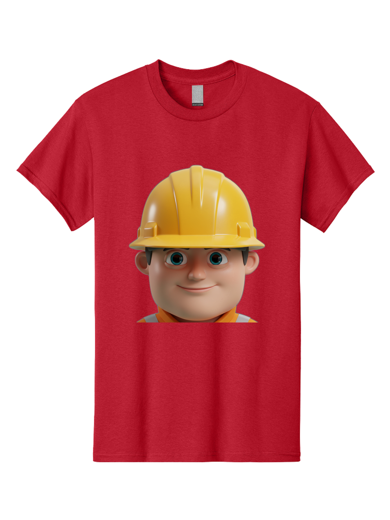 Construction-Worker-2 Men'S Graphic Tee, 100% Cotton, Comfortable Casual Summer Wear, Machine Washable, Cartoon Builder, Construction Worker, Yellow Hard Hat, Safety Helmet, Construction Site, Building Industry, Worker Safety, Bac893