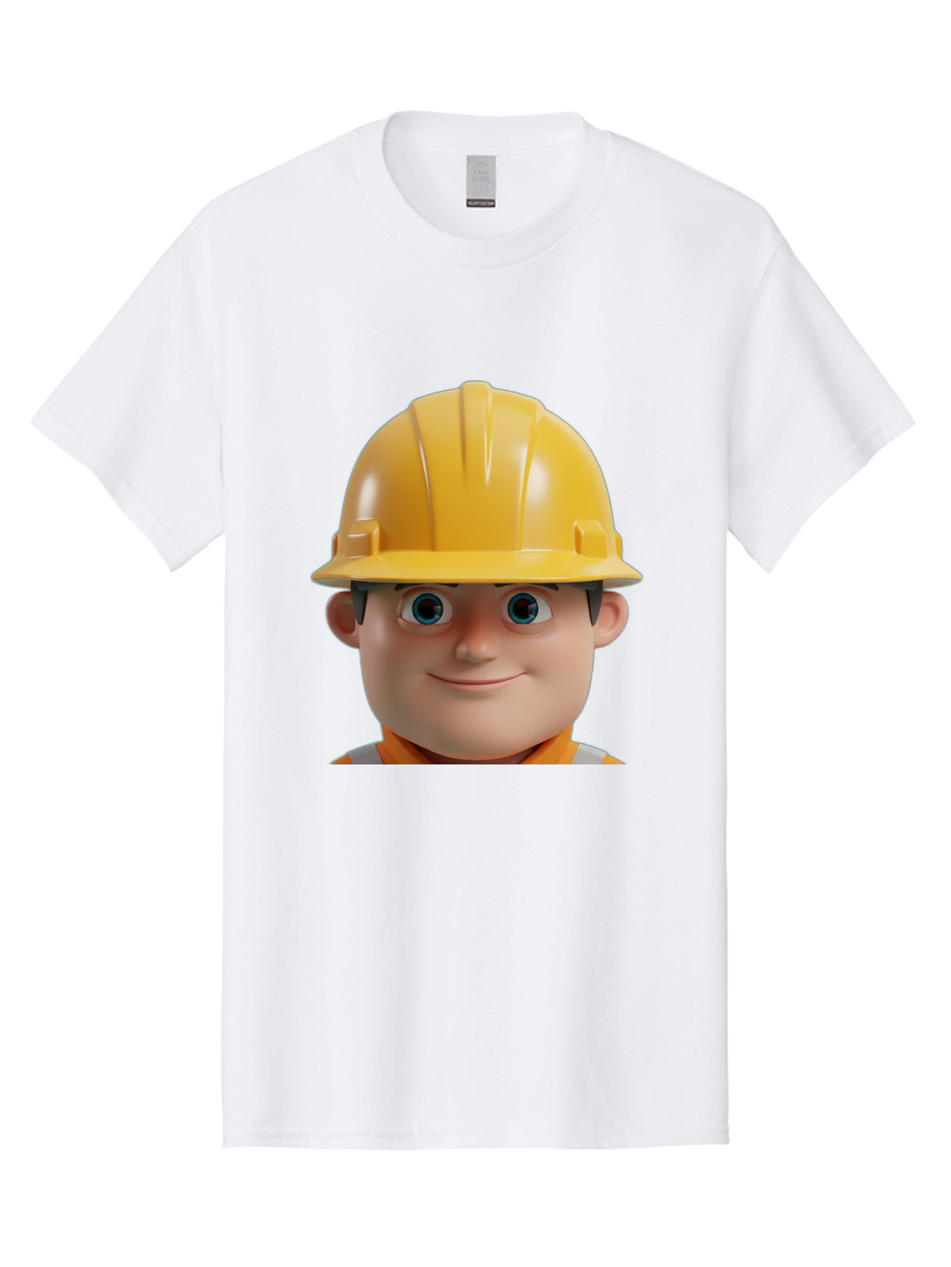 Construction-Worker-2 Men'S Graphic Tee, 100% Cotton, Comfortable Casual Summer Wear, Machine Washable, Cartoon Builder, Construction Worker, Yellow Hard Hat, Safety Helmet, Construction Site, Building Industry, Worker Safety, Bac893