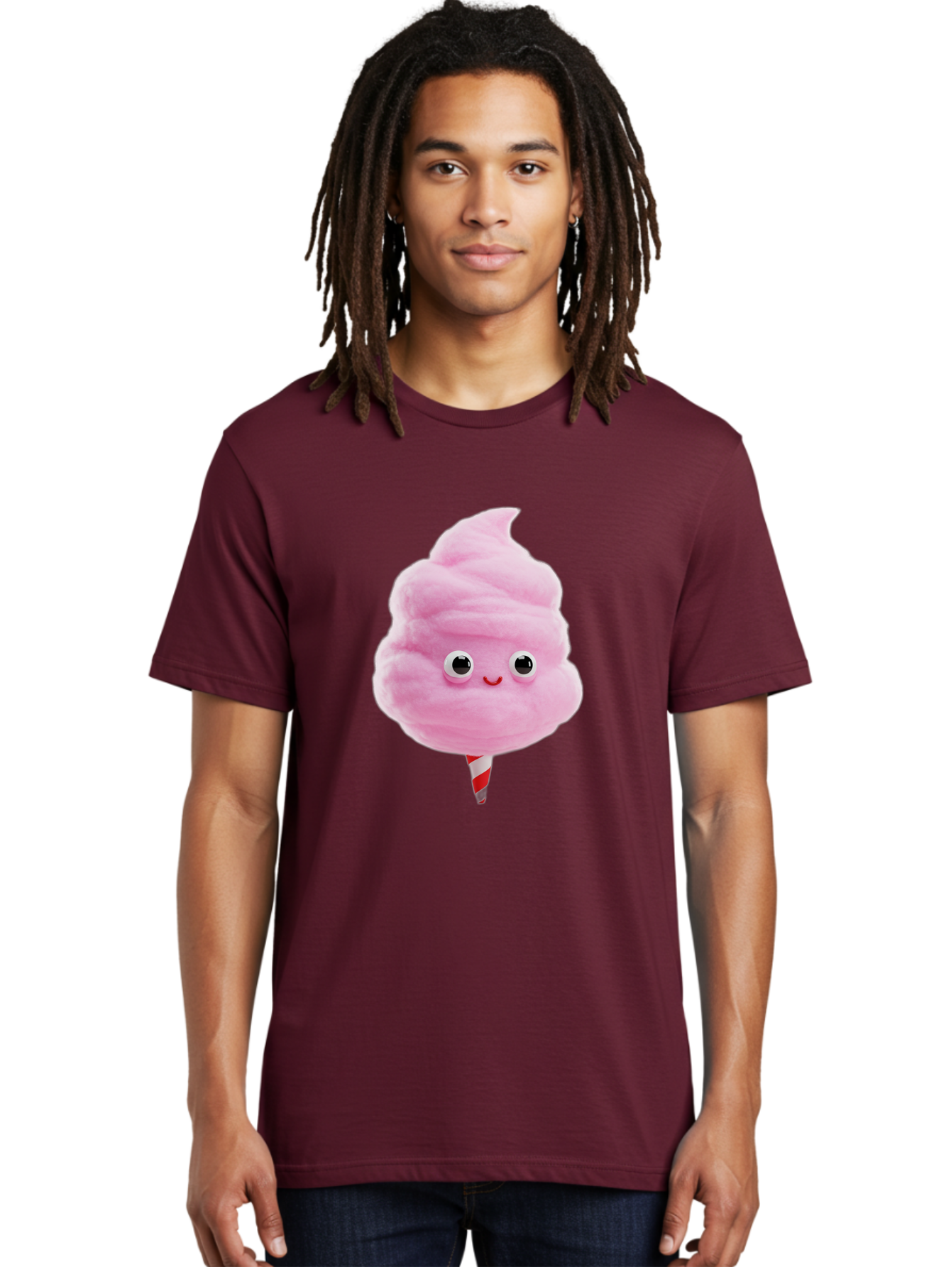 Cotton-Candy-1 Men'S Graphic Tee, 100% Cotton, Comfortable Casual Summer Wear, Machine Washable, Pink Cotton Candy, Fluffy Treat, Cartoon Character, Sweet Delight, Playful Design, Cute Face, Fairground Snack, Fun Food, Children'S Party Favor, Bac902
