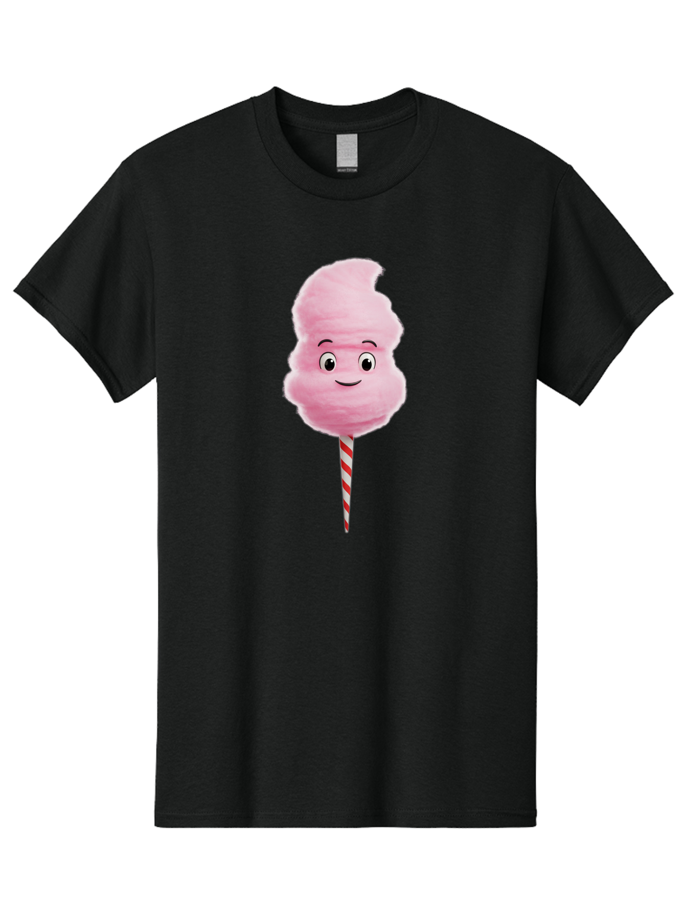 Cotton-Candy-11 Men'S Graphic Tee, 100% Cotton, Comfortable Casual Summer Wear, Machine Washable, Cotton Candy, Sweet Treats, Fluffy Pink Candy, Cartoon Character, Striped Stick, Cartoon Eyes, Smiley Face, Playful Illustration, Bac904