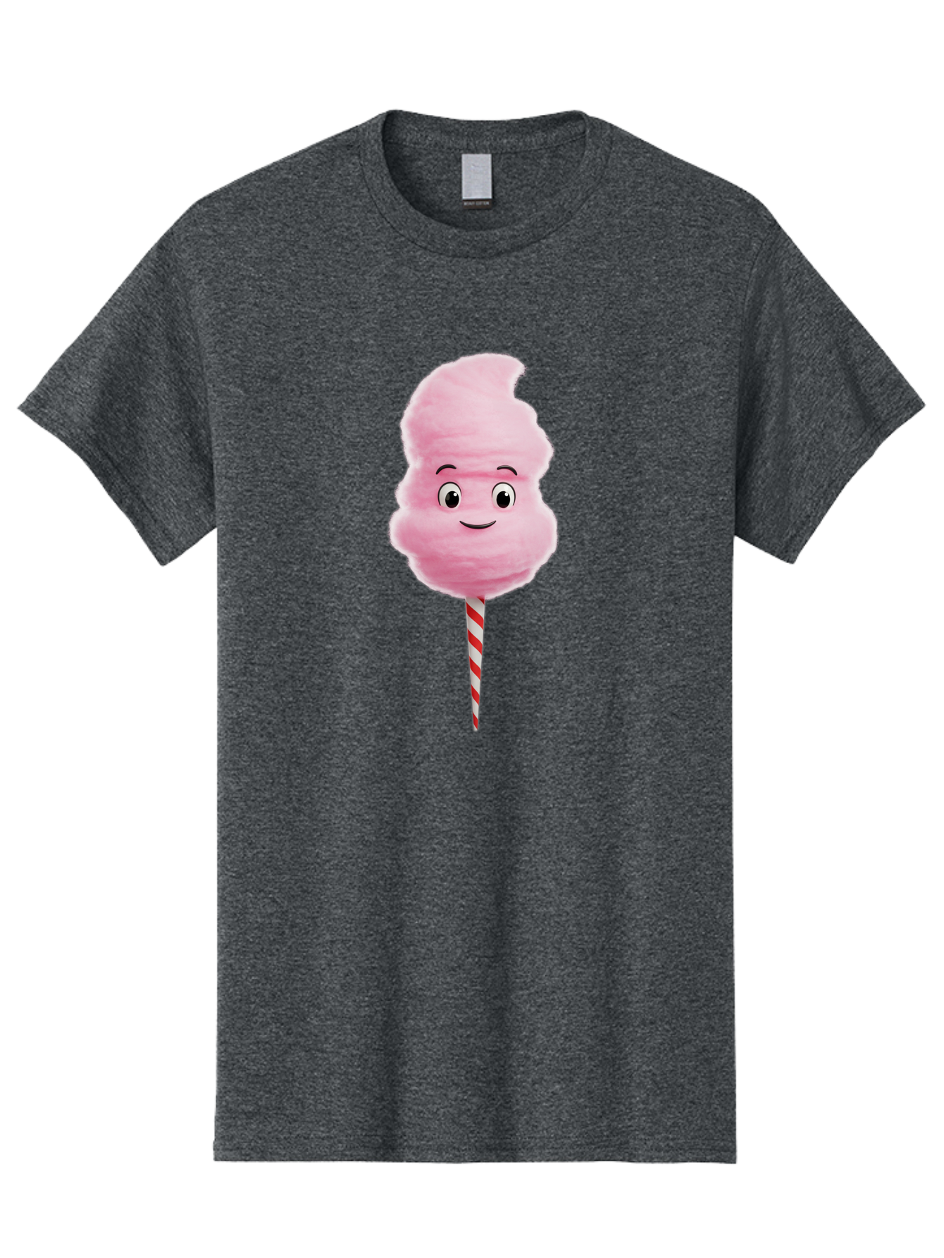 Cotton-Candy-11 Men'S Graphic Tee, 100% Cotton, Comfortable Casual Summer Wear, Machine Washable, Cotton Candy, Sweet Treats, Fluffy Pink Candy, Cartoon Character, Striped Stick, Cartoon Eyes, Smiley Face, Playful Illustration, Bac904