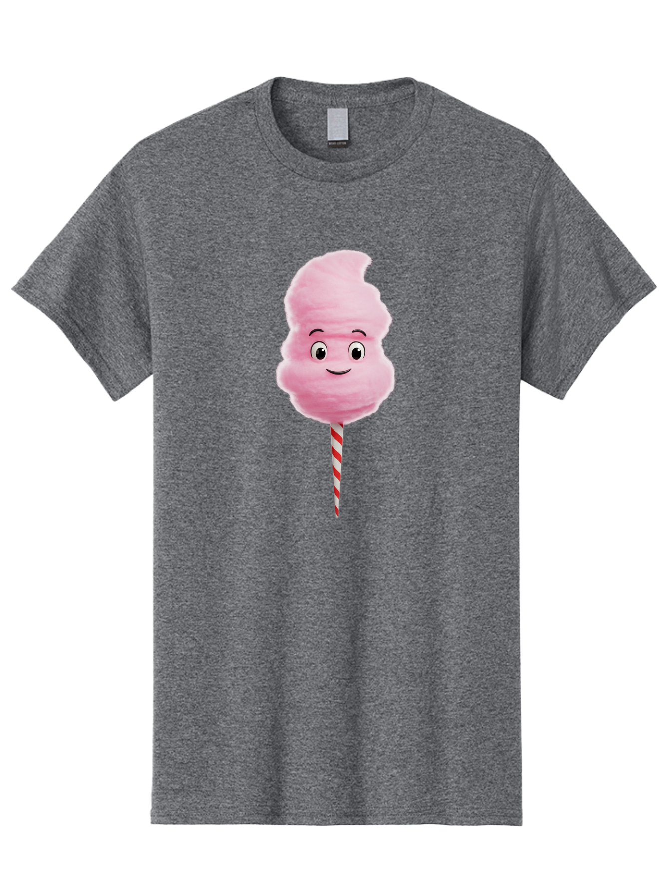 Cotton-Candy-11 Men'S Graphic Tee, 100% Cotton, Comfortable Casual Summer Wear, Machine Washable, Cotton Candy, Sweet Treats, Fluffy Pink Candy, Cartoon Character, Striped Stick, Cartoon Eyes, Smiley Face, Playful Illustration, Bac904