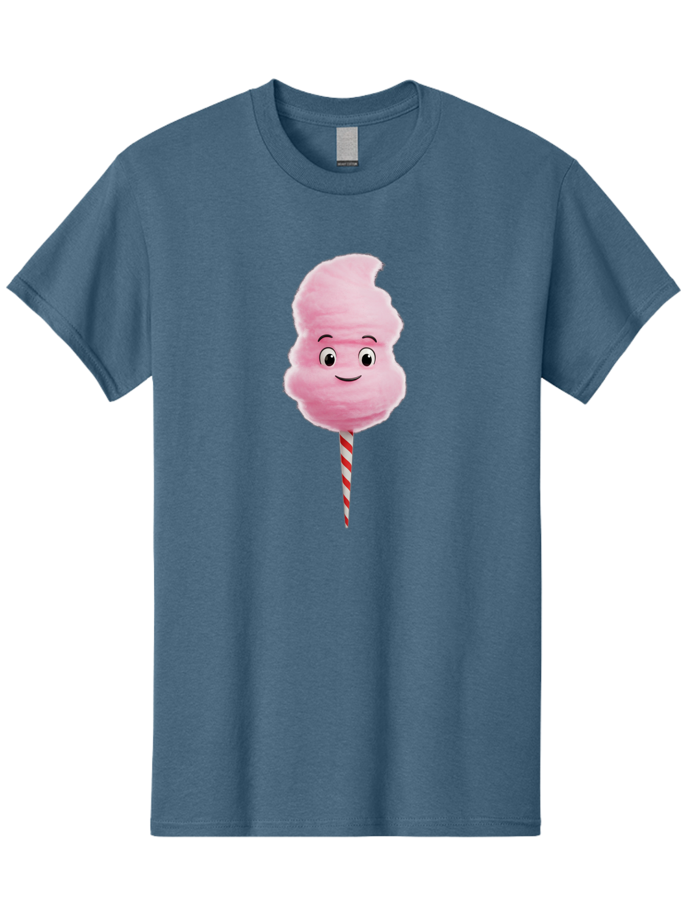 Cotton-Candy-11 Men'S Graphic Tee, 100% Cotton, Comfortable Casual Summer Wear, Machine Washable, Cotton Candy, Sweet Treats, Fluffy Pink Candy, Cartoon Character, Striped Stick, Cartoon Eyes, Smiley Face, Playful Illustration, Bac904