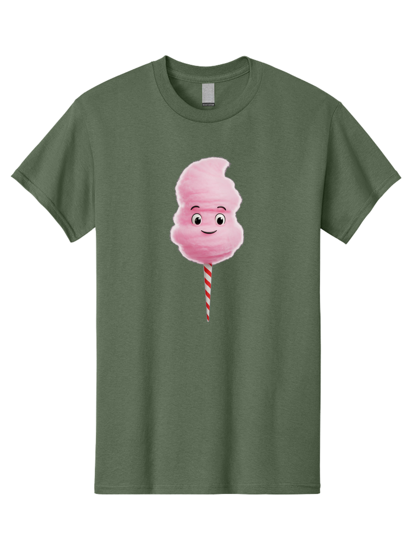Cotton-Candy-11 Men'S Graphic Tee, 100% Cotton, Comfortable Casual Summer Wear, Machine Washable, Cotton Candy, Sweet Treats, Fluffy Pink Candy, Cartoon Character, Striped Stick, Cartoon Eyes, Smiley Face, Playful Illustration, Bac904