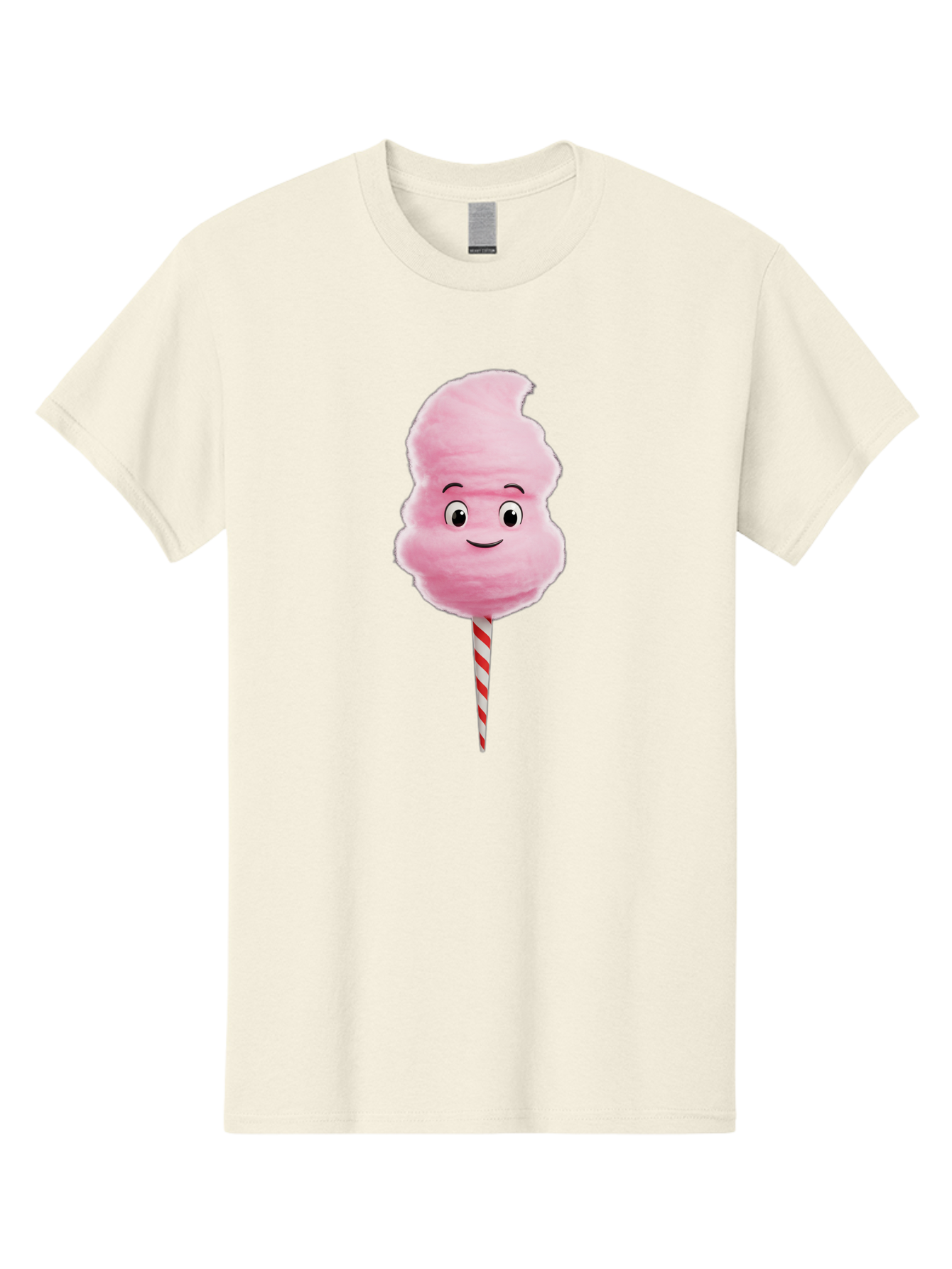 Cotton-Candy-11 Men'S Graphic Tee, 100% Cotton, Comfortable Casual Summer Wear, Machine Washable, Cotton Candy, Sweet Treats, Fluffy Pink Candy, Cartoon Character, Striped Stick, Cartoon Eyes, Smiley Face, Playful Illustration, Bac904