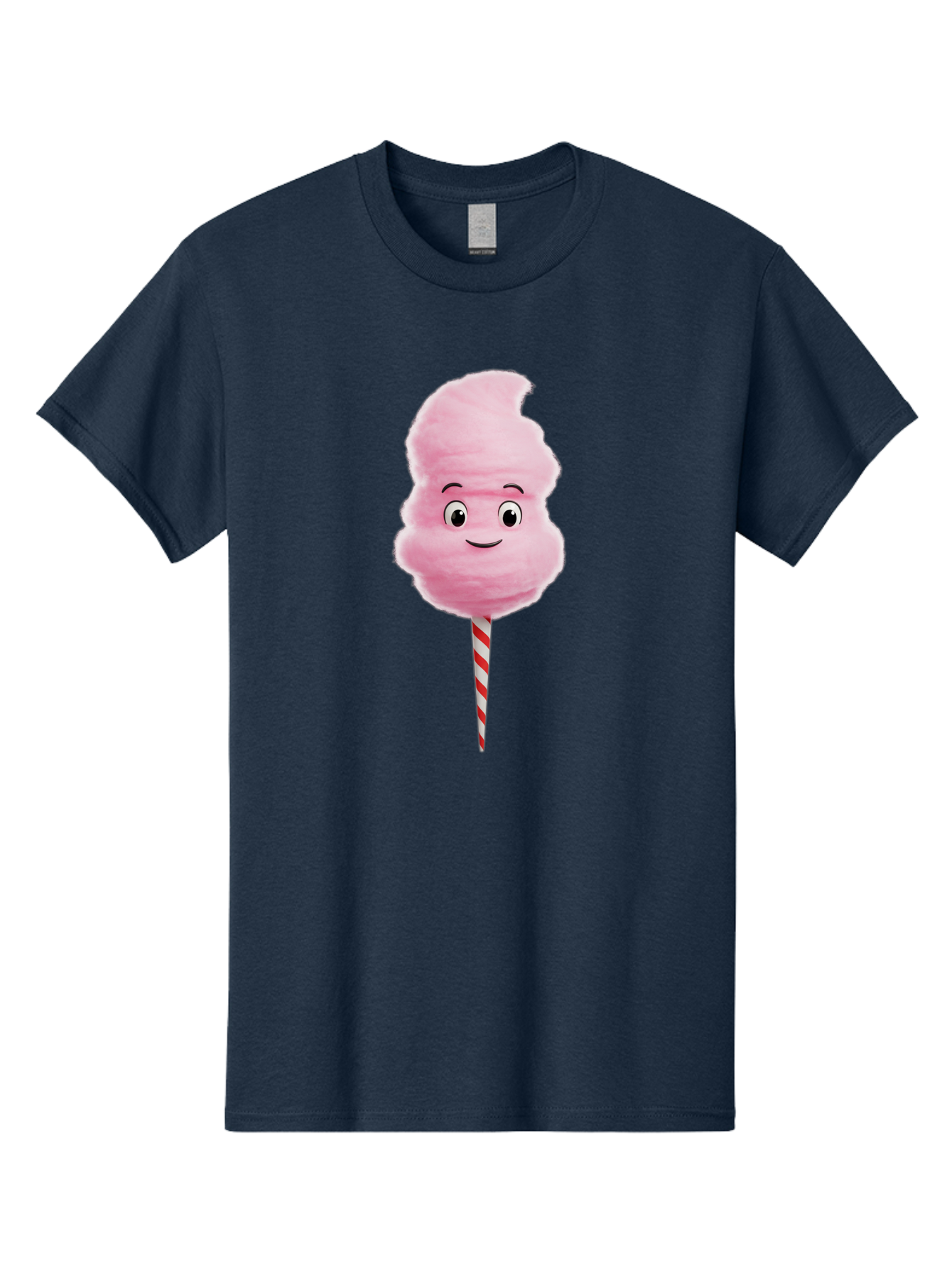 Cotton-Candy-11 Men'S Graphic Tee, 100% Cotton, Comfortable Casual Summer Wear, Machine Washable, Cotton Candy, Sweet Treats, Fluffy Pink Candy, Cartoon Character, Striped Stick, Cartoon Eyes, Smiley Face, Playful Illustration, Bac904
