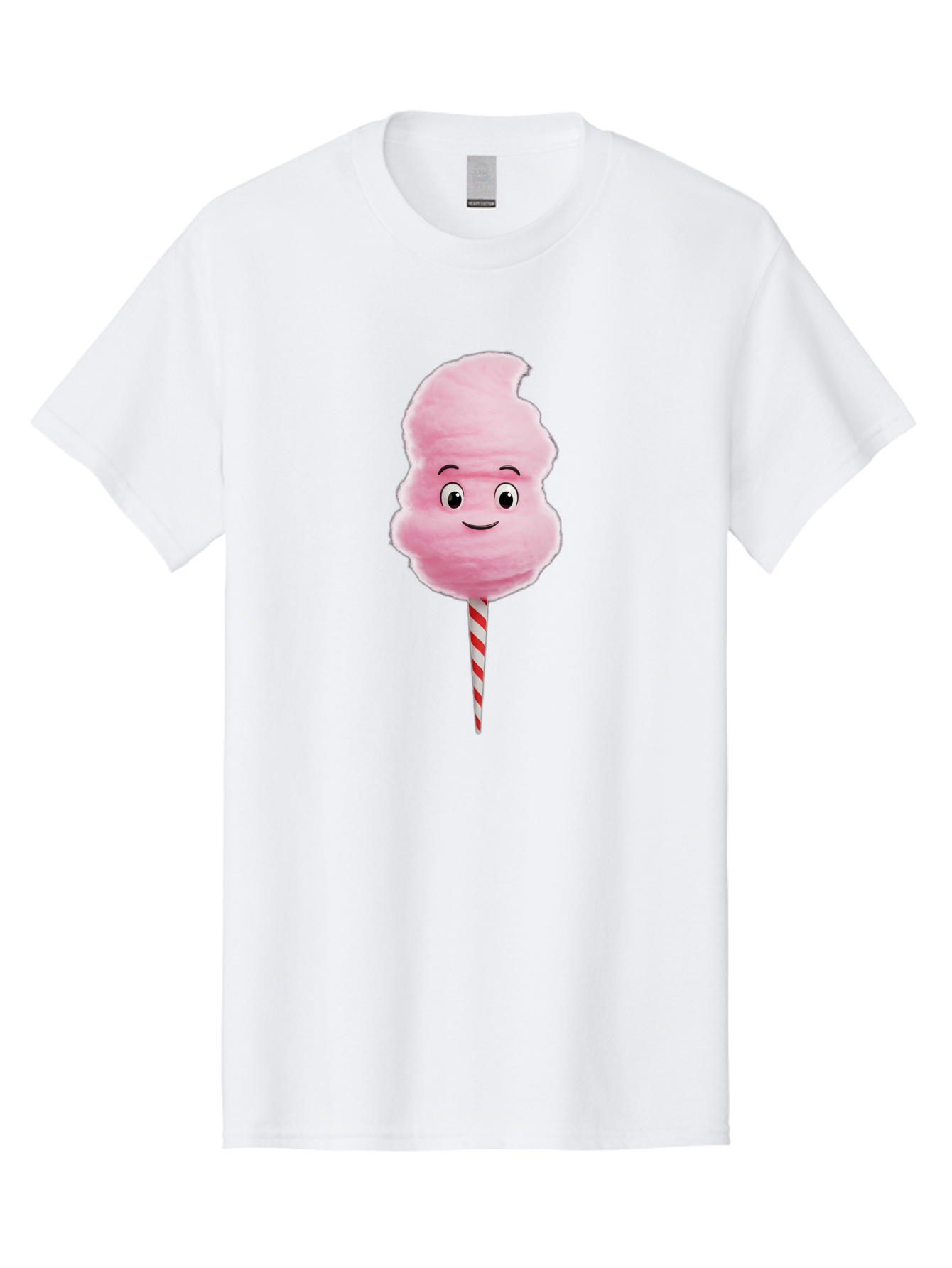 Cotton-Candy-11 Men'S Graphic Tee, 100% Cotton, Comfortable Casual Summer Wear, Machine Washable, Cotton Candy, Sweet Treats, Fluffy Pink Candy, Cartoon Character, Striped Stick, Cartoon Eyes, Smiley Face, Playful Illustration, Bac904
