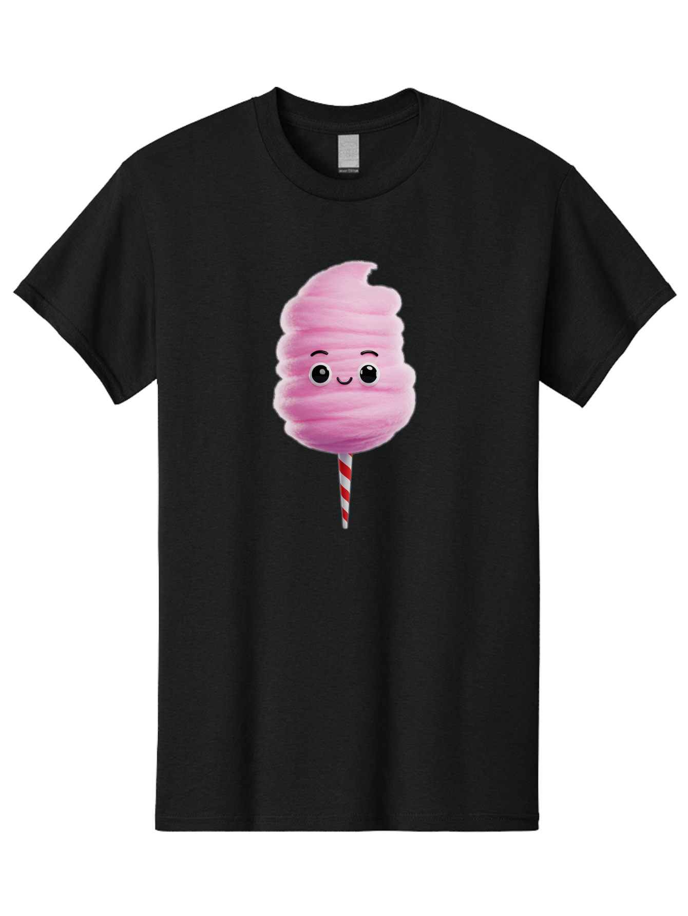 Cotton-Candy-13 Men'S Graphic Tee, 100% Cotton, Comfortable Casual Summer Wear, Machine Washable, Pink Cotton Candy On A Stick, Cartoon Character, Sweet Treats, Happy Face, Kawaii, Fluffy, Candy, Cartoon Illustration, Cute, Fun Bac906