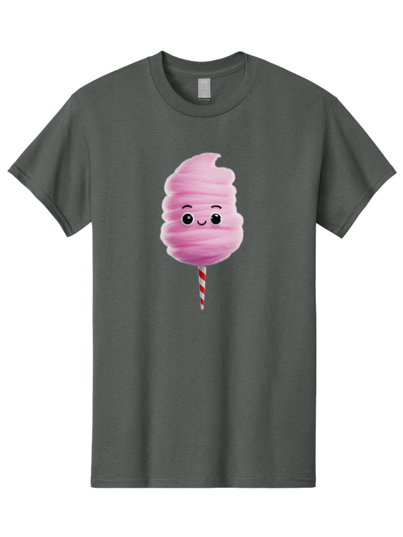 Cotton-Candy-13 Men'S Graphic Tee, 100% Cotton, Comfortable Casual Summer Wear, Machine Washable, Pink Cotton Candy On A Stick, Cartoon Character, Sweet Treats, Happy Face, Kawaii, Fluffy, Candy, Cartoon Illustration, Cute, Fun Bac906