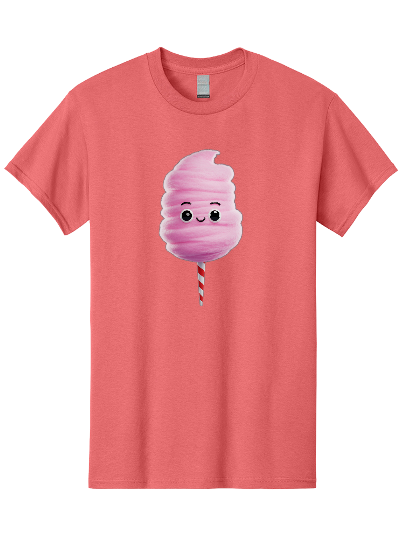 Cotton-Candy-13 Men'S Graphic Tee, 100% Cotton, Comfortable Casual Summer Wear, Machine Washable, Pink Cotton Candy On A Stick, Cartoon Character, Sweet Treats, Happy Face, Kawaii, Fluffy, Candy, Cartoon Illustration, Cute, Fun Bac906