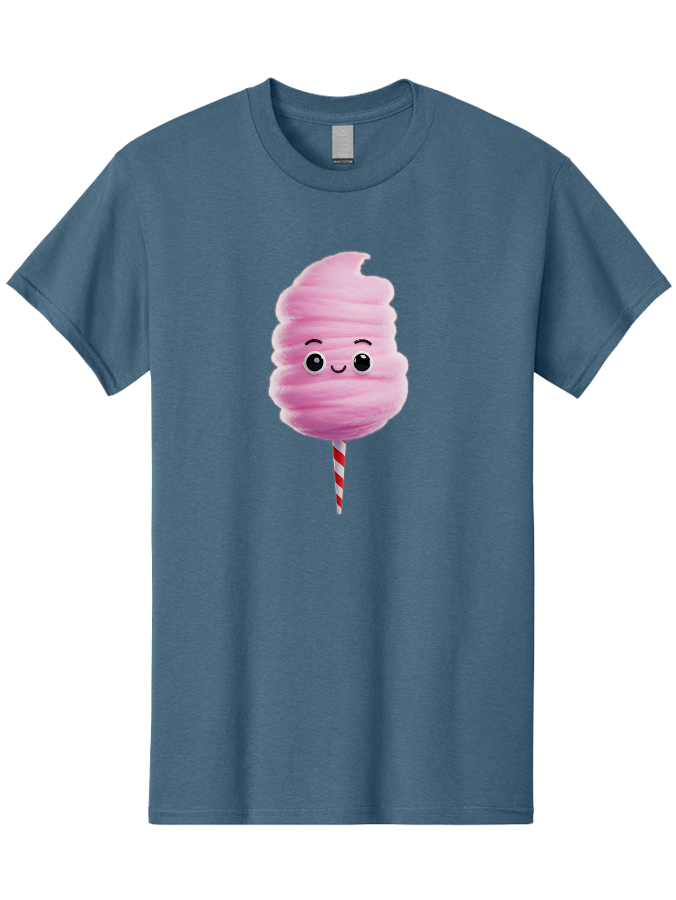 Cotton-Candy-13 Men'S Graphic Tee, 100% Cotton, Comfortable Casual Summer Wear, Machine Washable, Pink Cotton Candy On A Stick, Cartoon Character, Sweet Treats, Happy Face, Kawaii, Fluffy, Candy, Cartoon Illustration, Cute, Fun Bac906