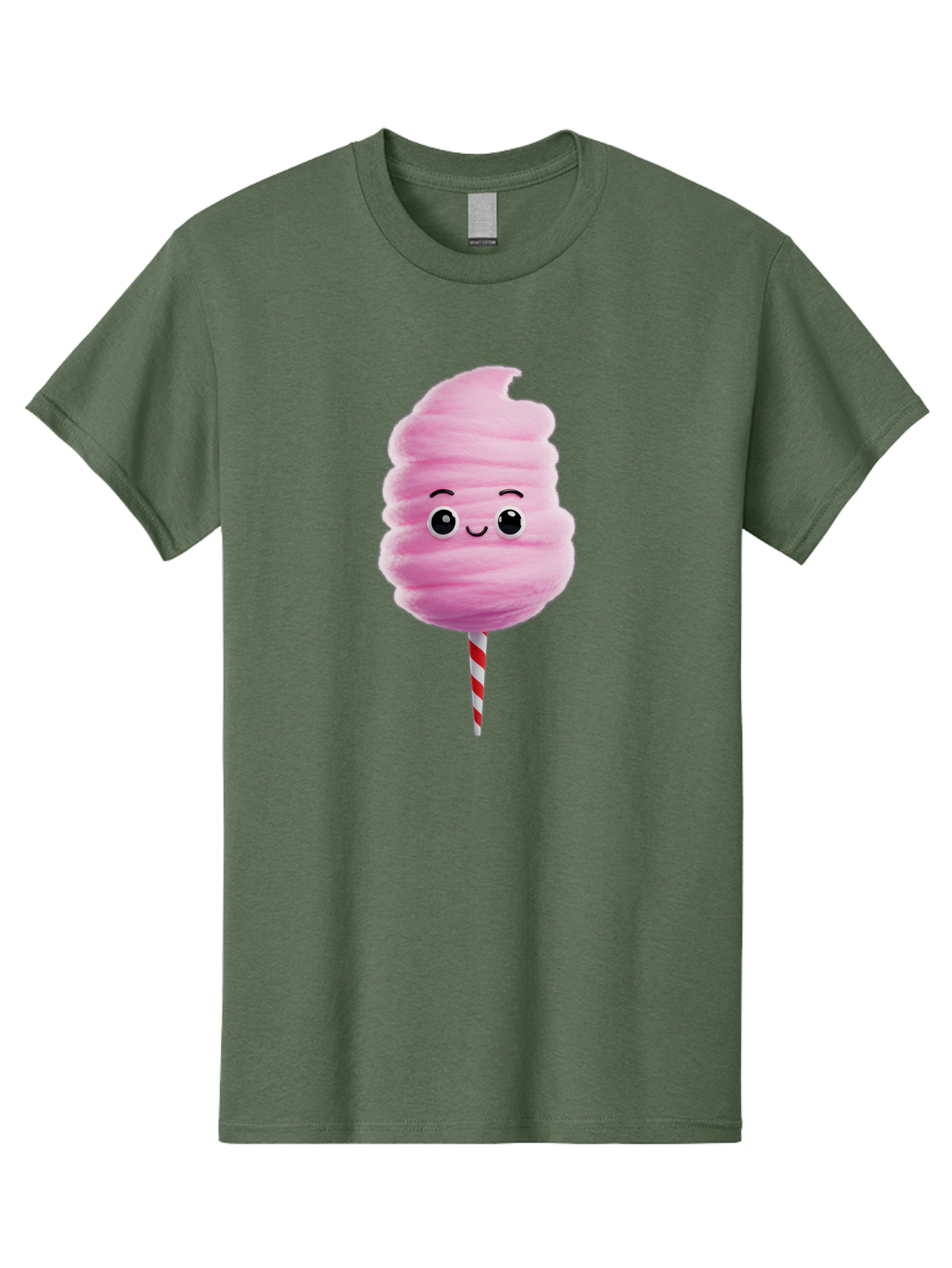 Cotton-Candy-13 Men'S Graphic Tee, 100% Cotton, Comfortable Casual Summer Wear, Machine Washable, Pink Cotton Candy On A Stick, Cartoon Character, Sweet Treats, Happy Face, Kawaii, Fluffy, Candy, Cartoon Illustration, Cute, Fun Bac906