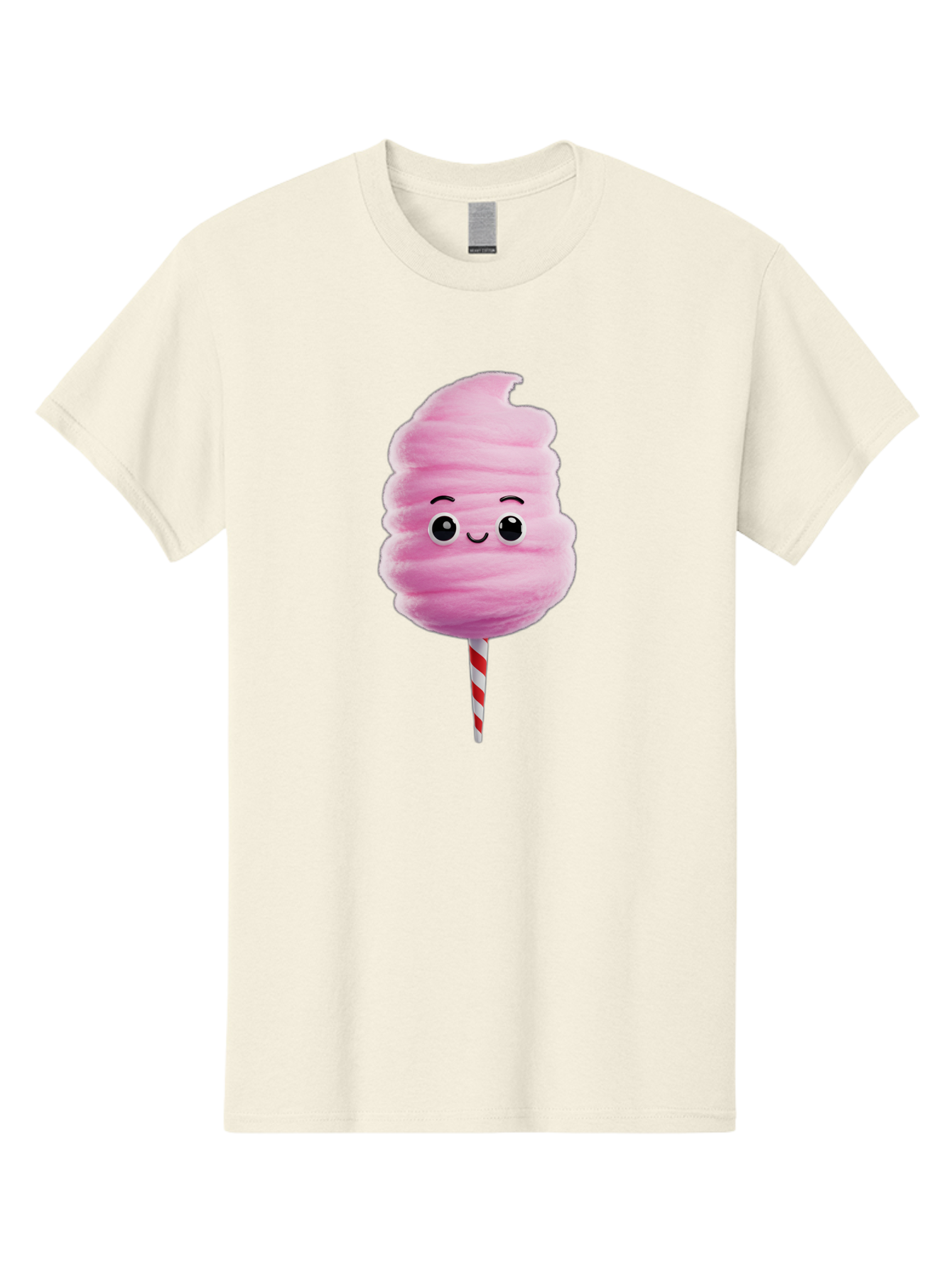 Cotton-Candy-13 Men'S Graphic Tee, 100% Cotton, Comfortable Casual Summer Wear, Machine Washable, Pink Cotton Candy On A Stick, Cartoon Character, Sweet Treats, Happy Face, Kawaii, Fluffy, Candy, Cartoon Illustration, Cute, Fun Bac906