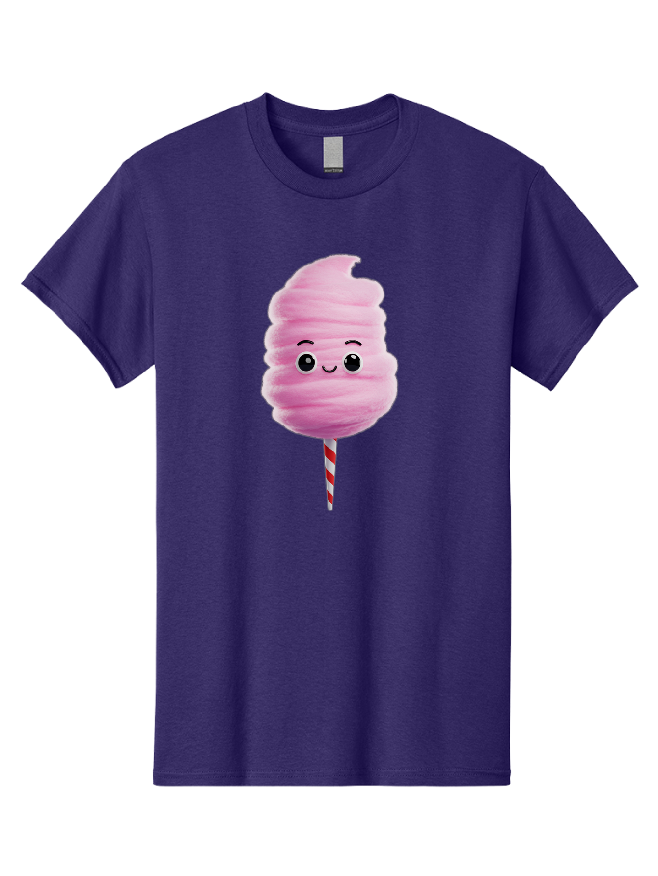Cotton-Candy-13 Men'S Graphic Tee, 100% Cotton, Comfortable Casual Summer Wear, Machine Washable, Pink Cotton Candy On A Stick, Cartoon Character, Sweet Treats, Happy Face, Kawaii, Fluffy, Candy, Cartoon Illustration, Cute, Fun Bac906