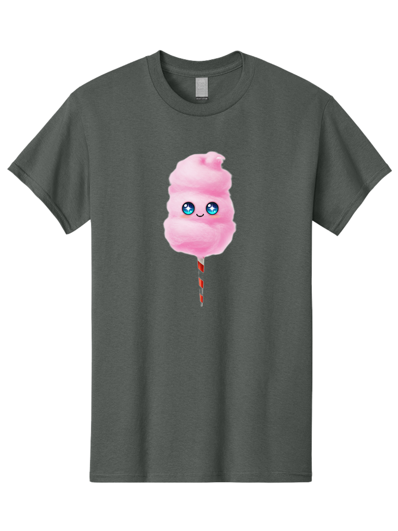 Cotton-Candy-14 Men'S Graphic Tee, 100% Cotton, Comfortable Casual Summer Wear, Machine Washable, Pink Cotton Candy, Cartoon Character, Kawaii, Cute Face, Blue Eyes, Smiley, Sweet Treats, Fluffy, Carnival, Fun, Cartoon Eyes, Adorable, Funfair Bac907