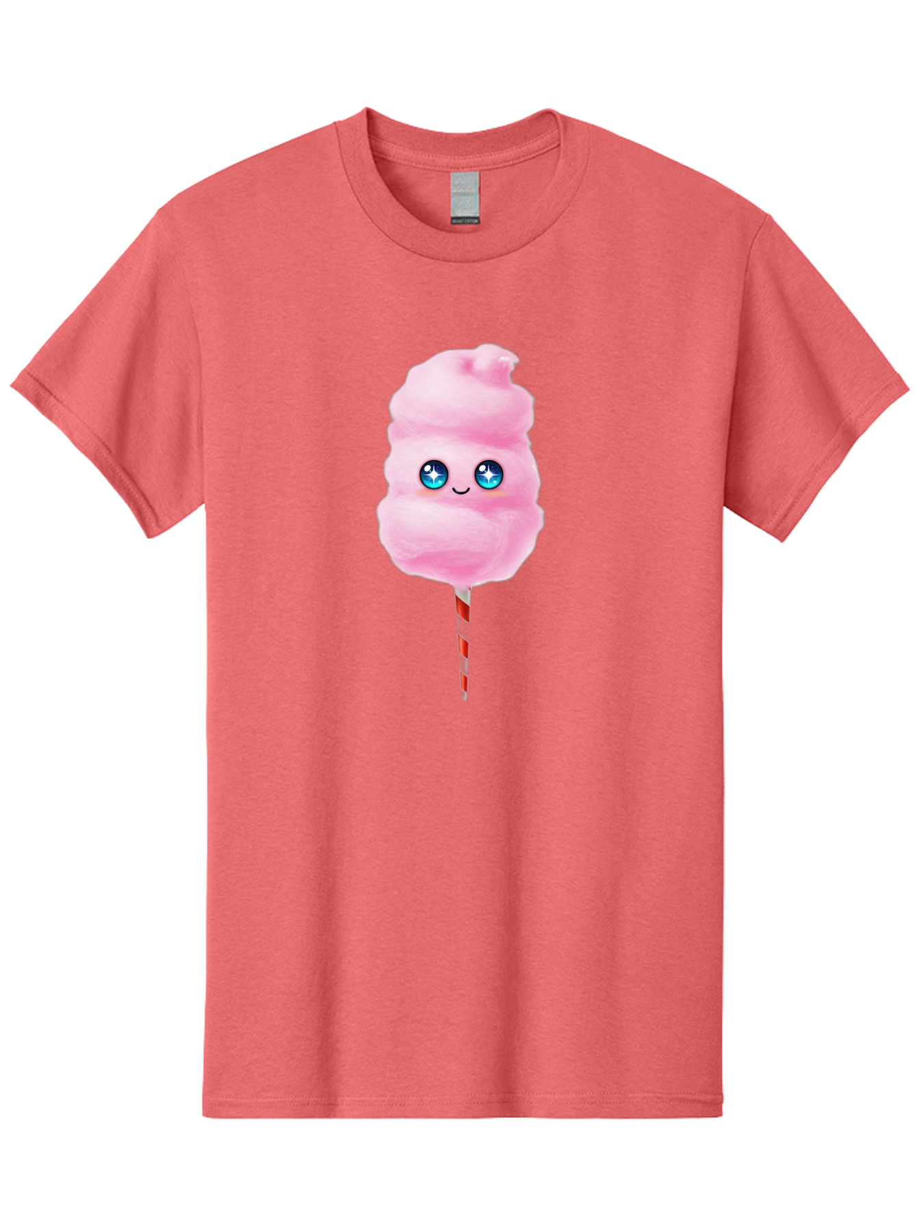 Cotton-Candy-14 Men'S Graphic Tee, 100% Cotton, Comfortable Casual Summer Wear, Machine Washable, Pink Cotton Candy, Cartoon Character, Kawaii, Cute Face, Blue Eyes, Smiley, Sweet Treats, Fluffy, Carnival, Fun, Cartoon Eyes, Adorable, Funfair Bac907