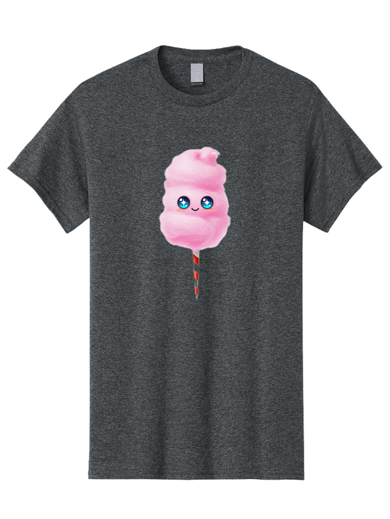 Cotton-Candy-14 Men'S Graphic Tee, 100% Cotton, Comfortable Casual Summer Wear, Machine Washable, Pink Cotton Candy, Cartoon Character, Kawaii, Cute Face, Blue Eyes, Smiley, Sweet Treats, Fluffy, Carnival, Fun, Cartoon Eyes, Adorable, Funfair Bac907