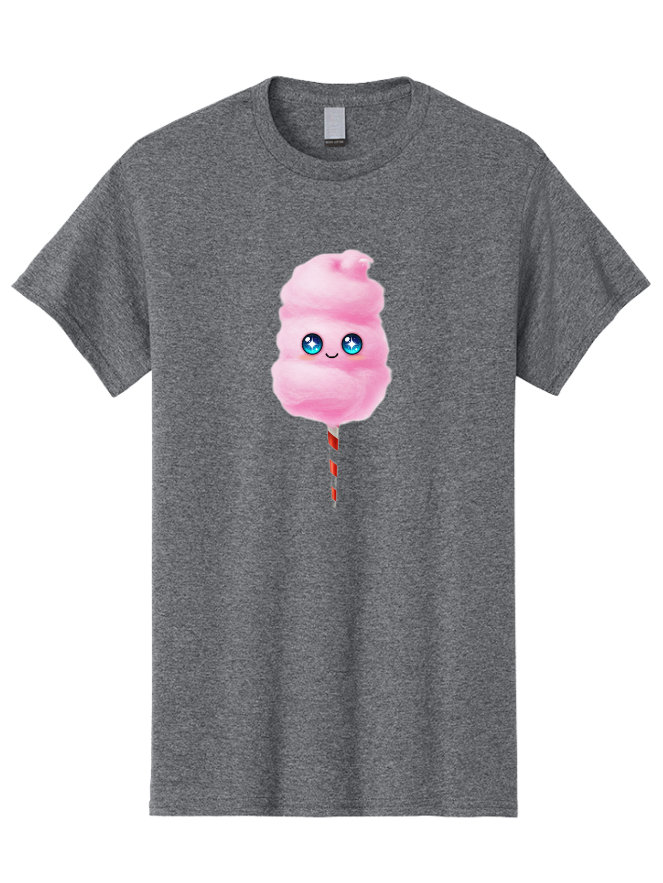 Cotton-Candy-14 Men'S Graphic Tee, 100% Cotton, Comfortable Casual Summer Wear, Machine Washable, Pink Cotton Candy, Cartoon Character, Kawaii, Cute Face, Blue Eyes, Smiley, Sweet Treats, Fluffy, Carnival, Fun, Cartoon Eyes, Adorable, Funfair Bac907