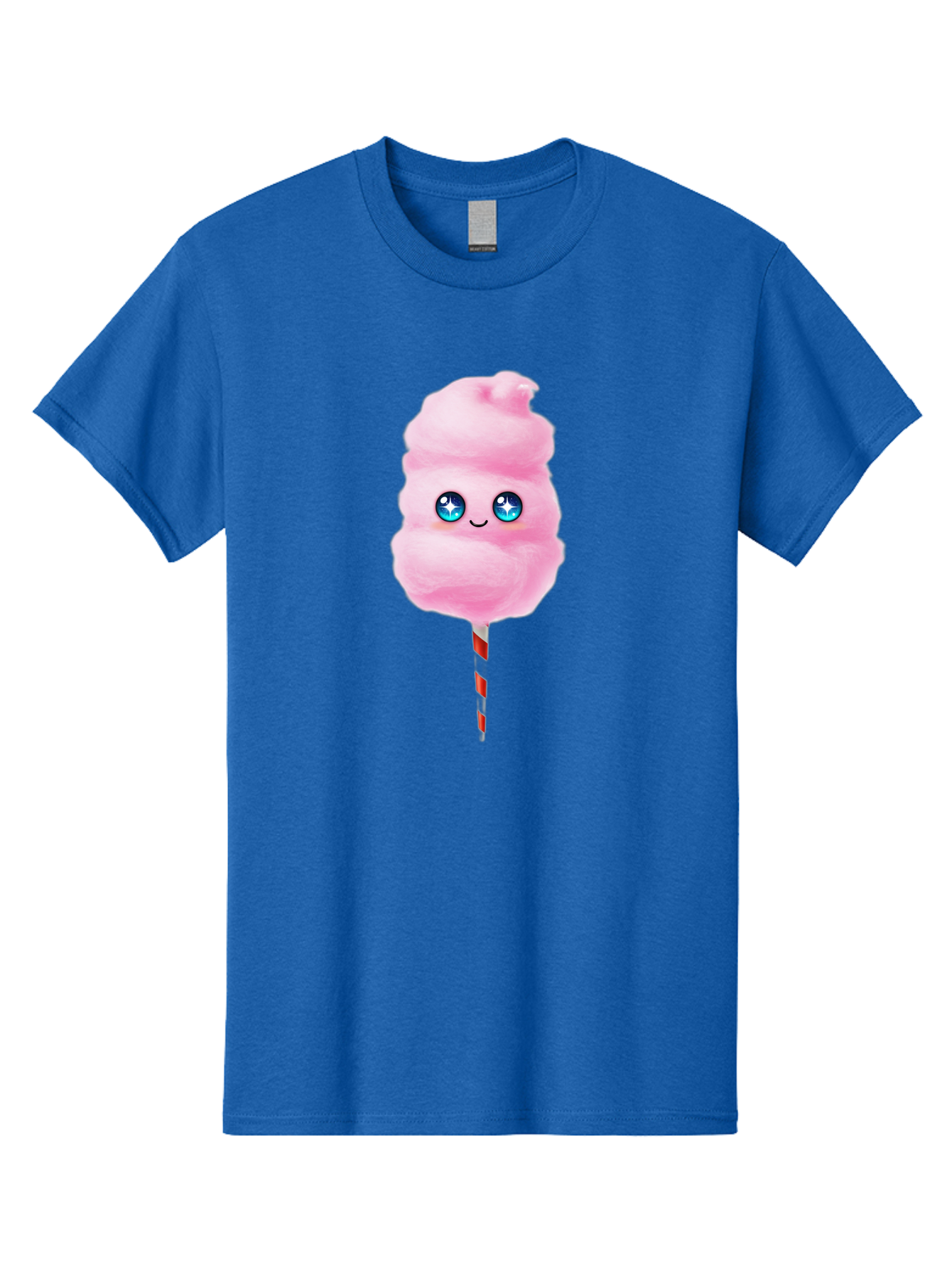 Cotton-Candy-14 Men'S Graphic Tee, 100% Cotton, Comfortable Casual Summer Wear, Machine Washable, Pink Cotton Candy, Cartoon Character, Kawaii, Cute Face, Blue Eyes, Smiley, Sweet Treats, Fluffy, Carnival, Fun, Cartoon Eyes, Adorable, Funfair Bac907