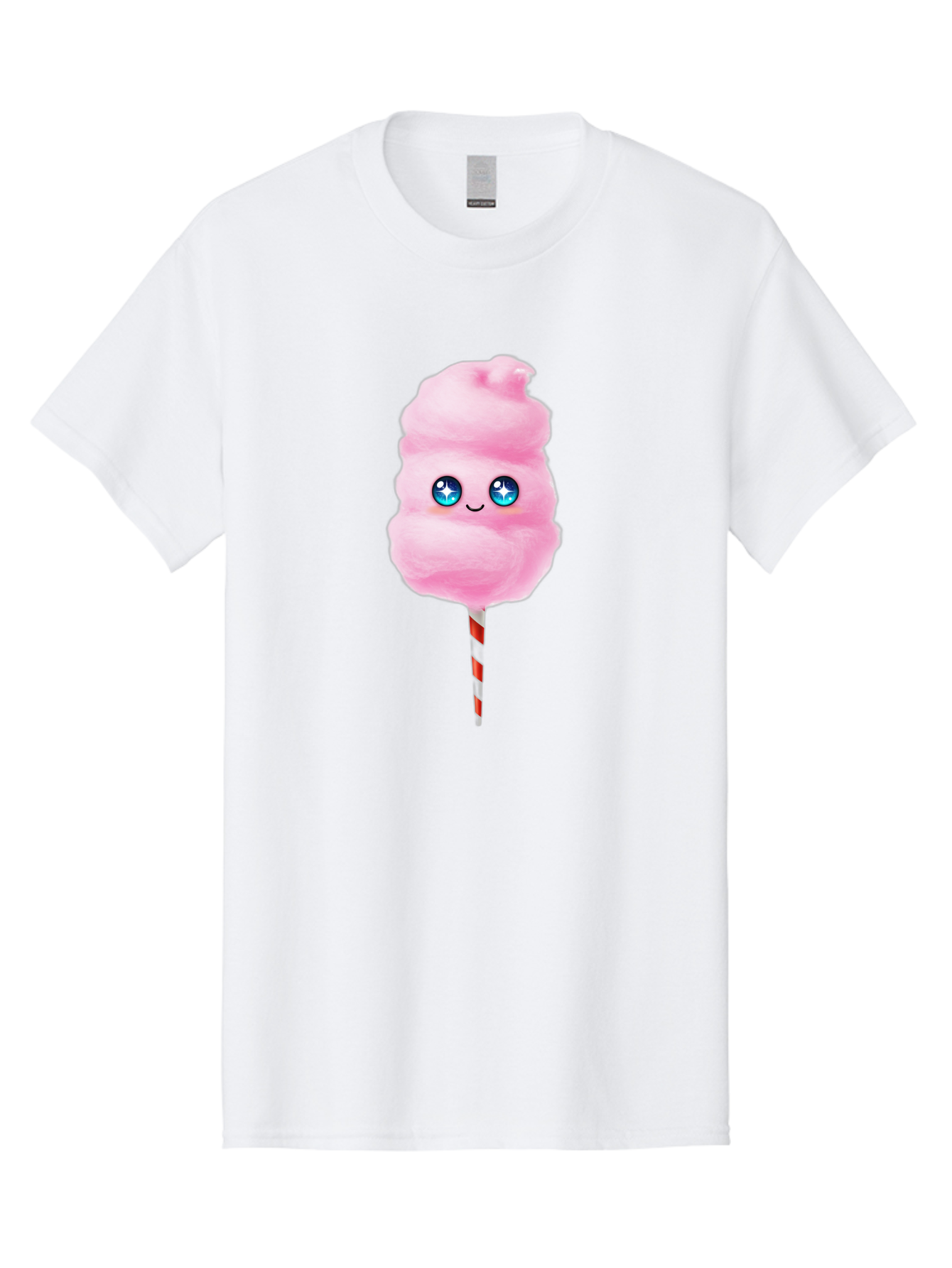 Cotton-Candy-14 Men'S Graphic Tee, 100% Cotton, Comfortable Casual Summer Wear, Machine Washable, Pink Cotton Candy, Cartoon Character, Kawaii, Cute Face, Blue Eyes, Smiley, Sweet Treats, Fluffy, Carnival, Fun, Cartoon Eyes, Adorable, Funfair Bac907
