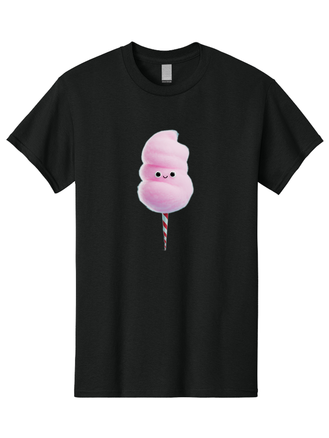 Cotton-Candy-15 Men'S Graphic Tee, 100% Cotton, Comfortable Casual Summer Wear, Machine Washable, Cotton Candy, Sweet Treat, Pastel Pink Color, Smiley Face, Red And White Striped Stick, Fluffy Texture, Cute, Candy, Cartoon Character, Fun, Bac908
