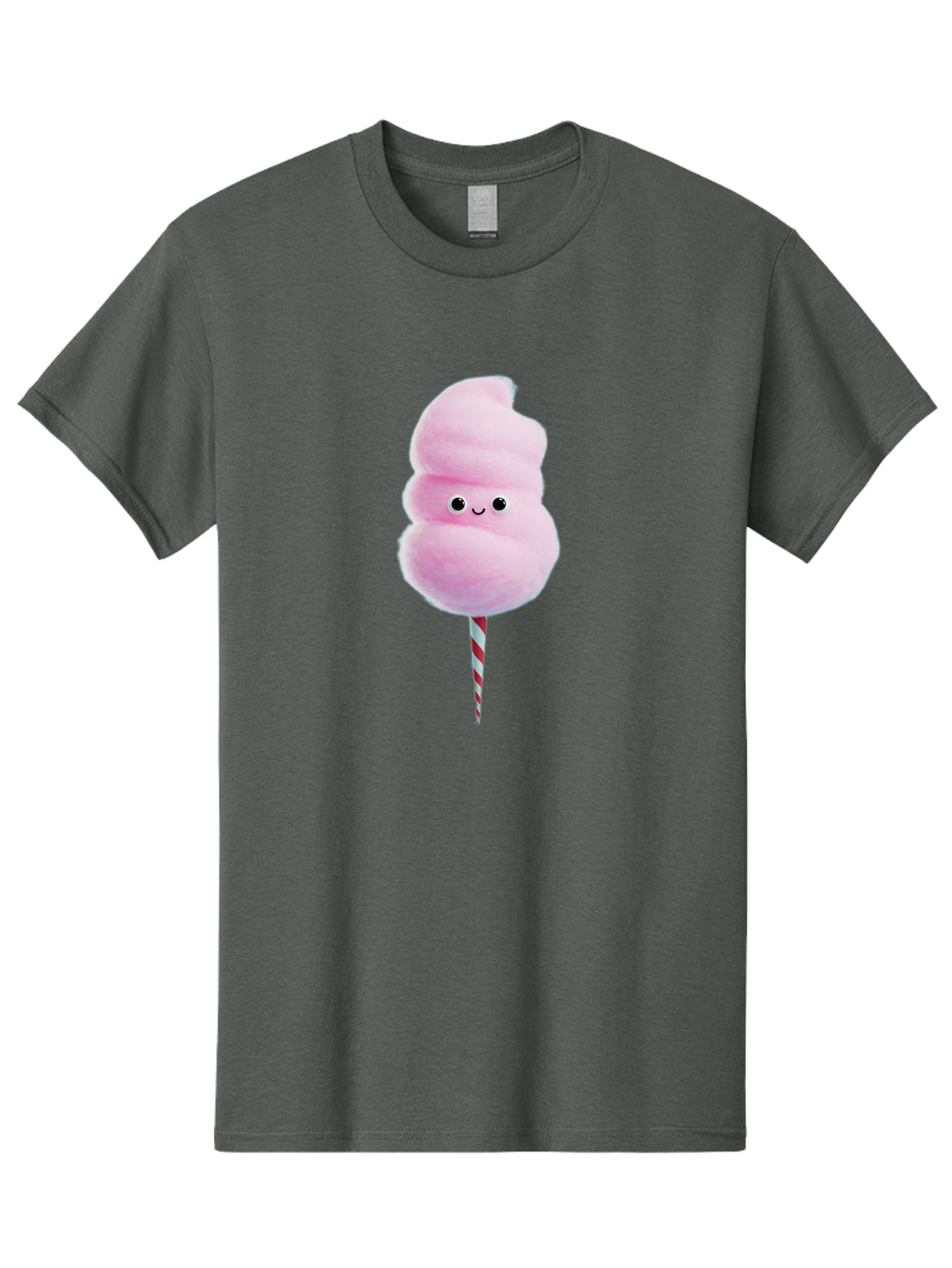 Cotton-Candy-15 Men'S Graphic Tee, 100% Cotton, Comfortable Casual Summer Wear, Machine Washable, Cotton Candy, Sweet Treat, Pastel Pink Color, Smiley Face, Red And White Striped Stick, Fluffy Texture, Cute, Candy, Cartoon Character, Fun, Bac908