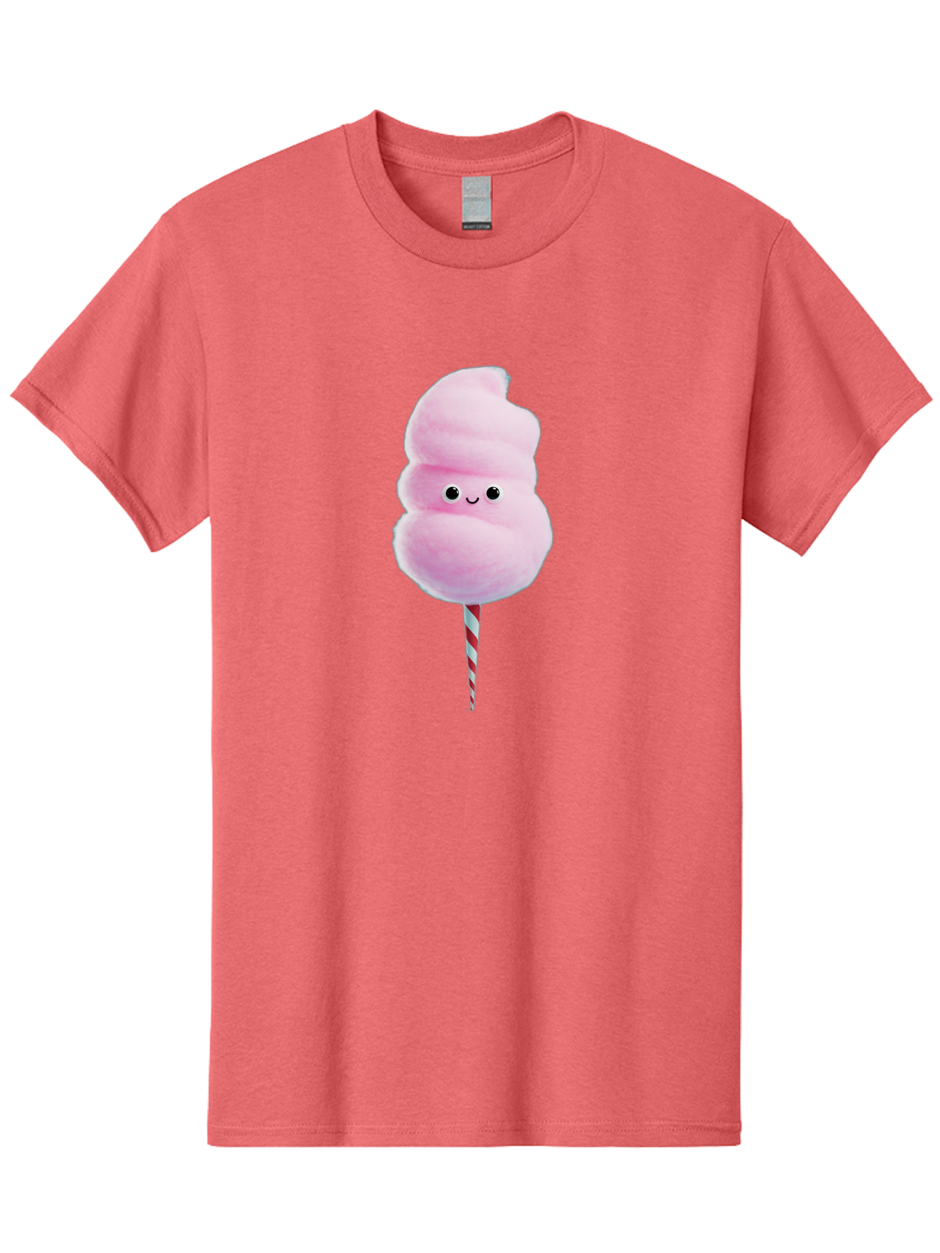 Cotton-Candy-15 Men'S Graphic Tee, 100% Cotton, Comfortable Casual Summer Wear, Machine Washable, Cotton Candy, Sweet Treat, Pastel Pink Color, Smiley Face, Red And White Striped Stick, Fluffy Texture, Cute, Candy, Cartoon Character, Fun, Bac908