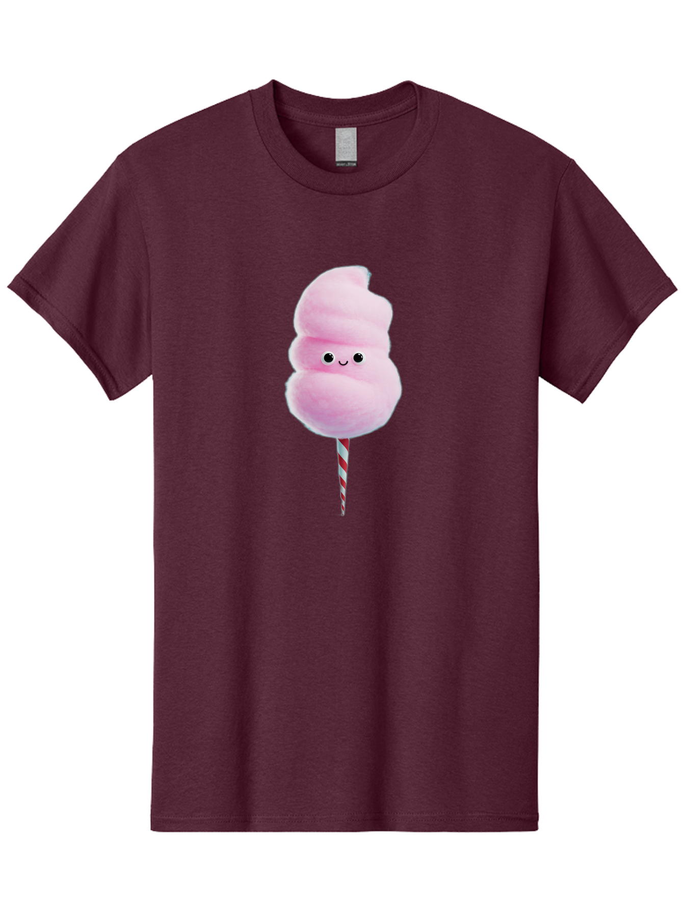 Cotton-Candy-15 Men'S Graphic Tee, 100% Cotton, Comfortable Casual Summer Wear, Machine Washable, Cotton Candy, Sweet Treat, Pastel Pink Color, Smiley Face, Red And White Striped Stick, Fluffy Texture, Cute, Candy, Cartoon Character, Fun, Bac908