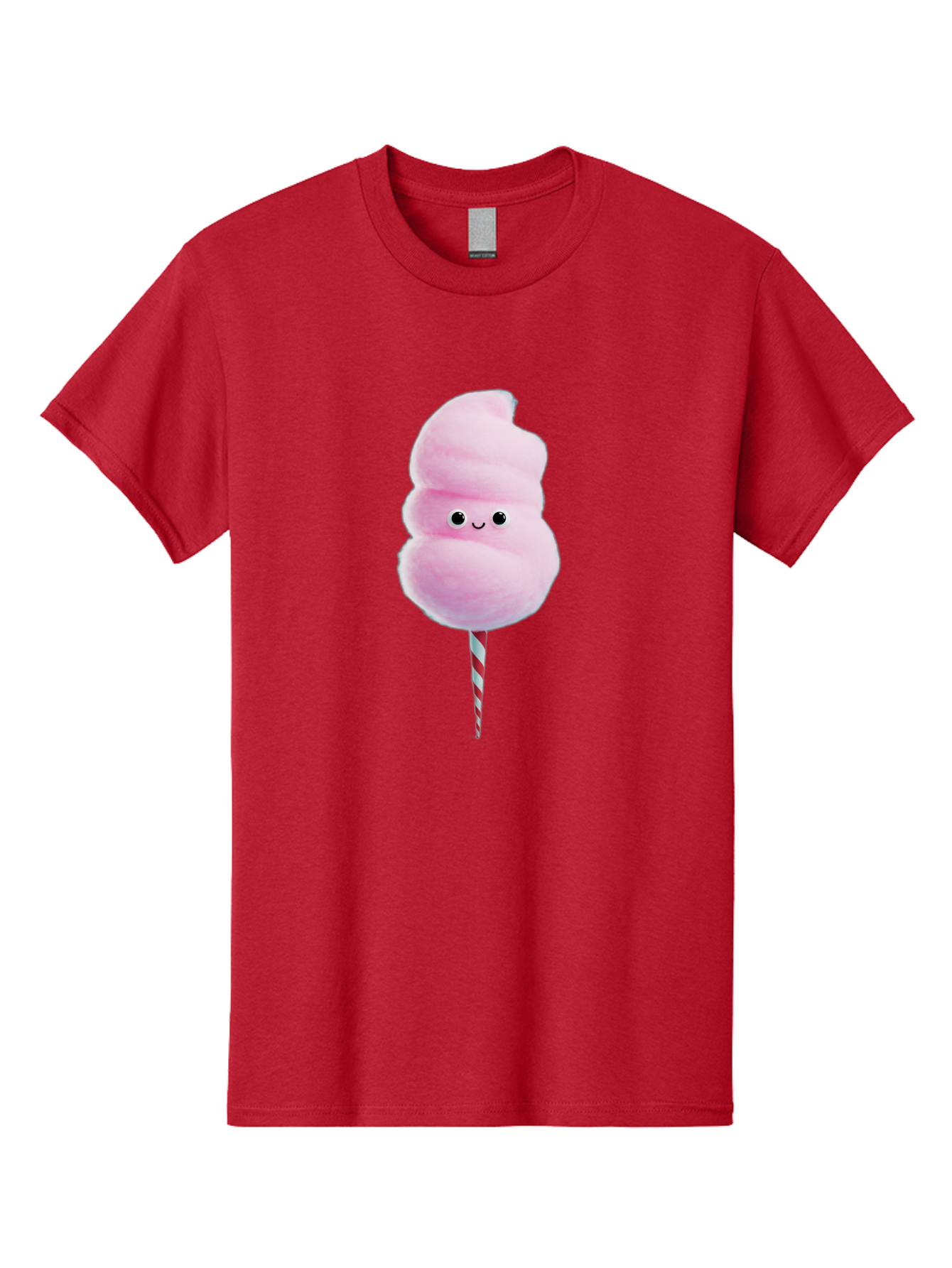 Cotton-Candy-15 Men'S Graphic Tee, 100% Cotton, Comfortable Casual Summer Wear, Machine Washable, Cotton Candy, Sweet Treat, Pastel Pink Color, Smiley Face, Red And White Striped Stick, Fluffy Texture, Cute, Candy, Cartoon Character, Fun, Bac908