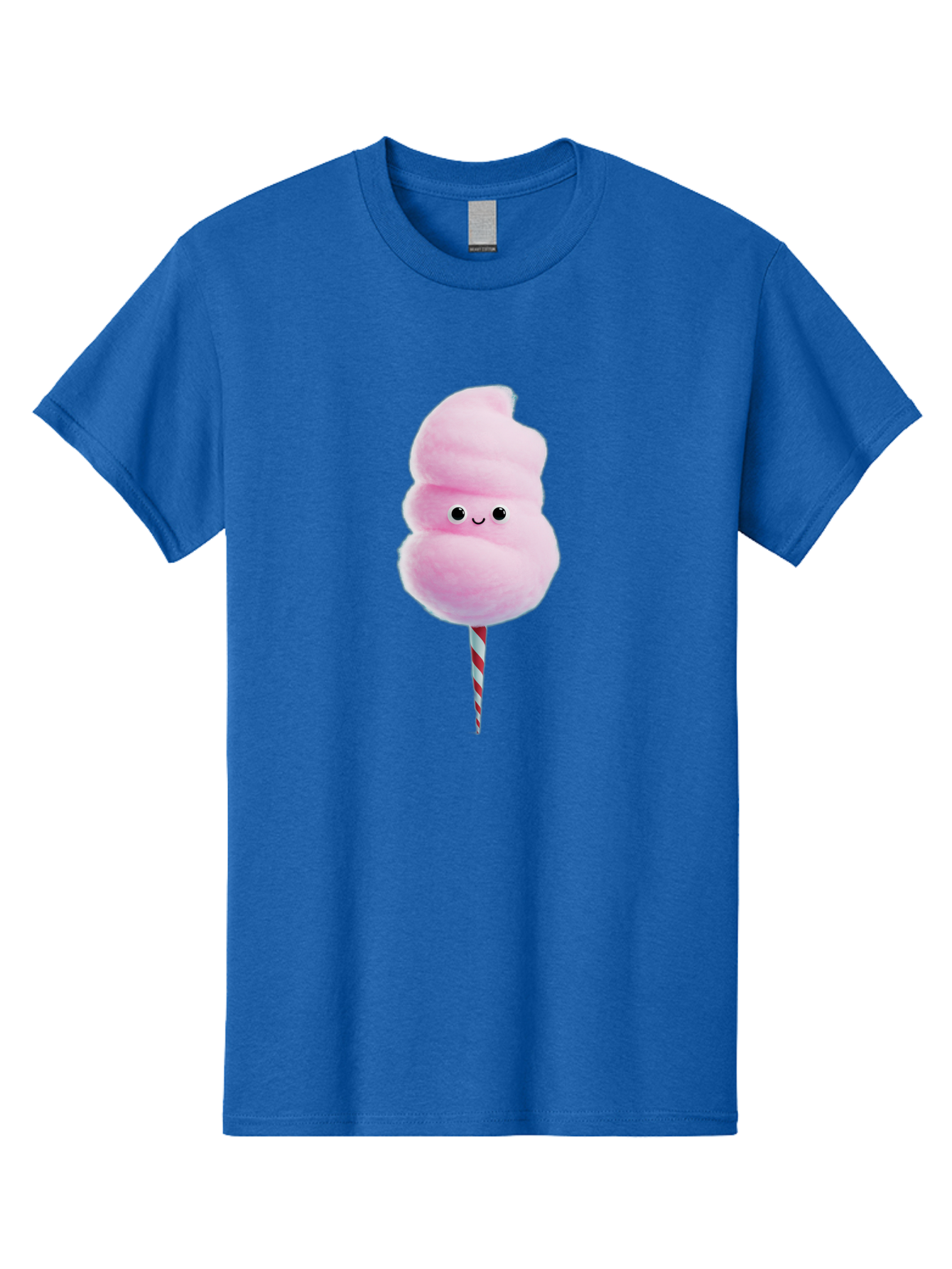 Cotton-Candy-15 Men'S Graphic Tee, 100% Cotton, Comfortable Casual Summer Wear, Machine Washable, Cotton Candy, Sweet Treat, Pastel Pink Color, Smiley Face, Red And White Striped Stick, Fluffy Texture, Cute, Candy, Cartoon Character, Fun, Bac908