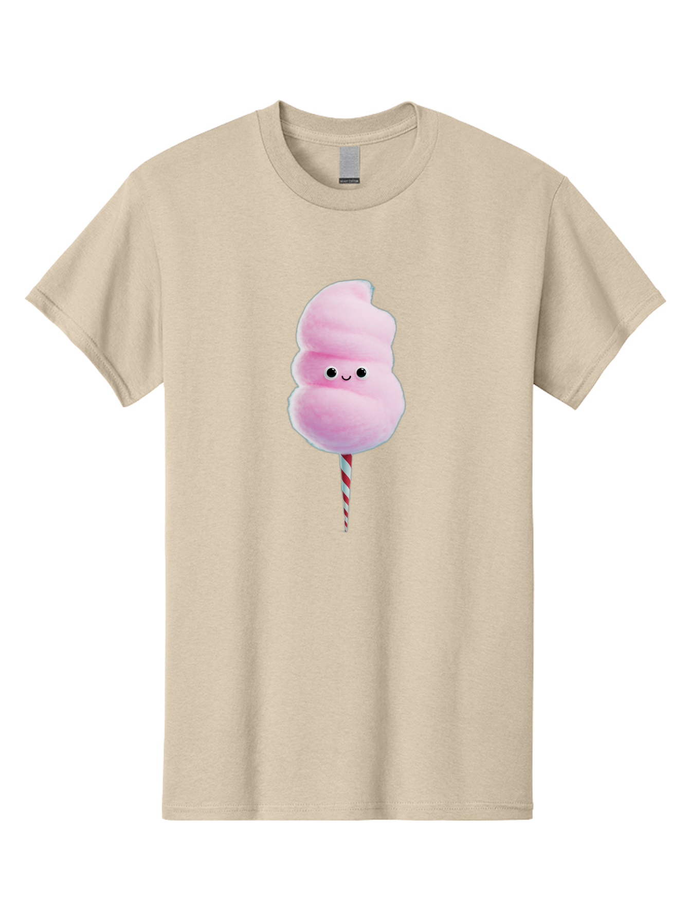 Cotton-Candy-15 Men'S Graphic Tee, 100% Cotton, Comfortable Casual Summer Wear, Machine Washable, Cotton Candy, Sweet Treat, Pastel Pink Color, Smiley Face, Red And White Striped Stick, Fluffy Texture, Cute, Candy, Cartoon Character, Fun, Bac908