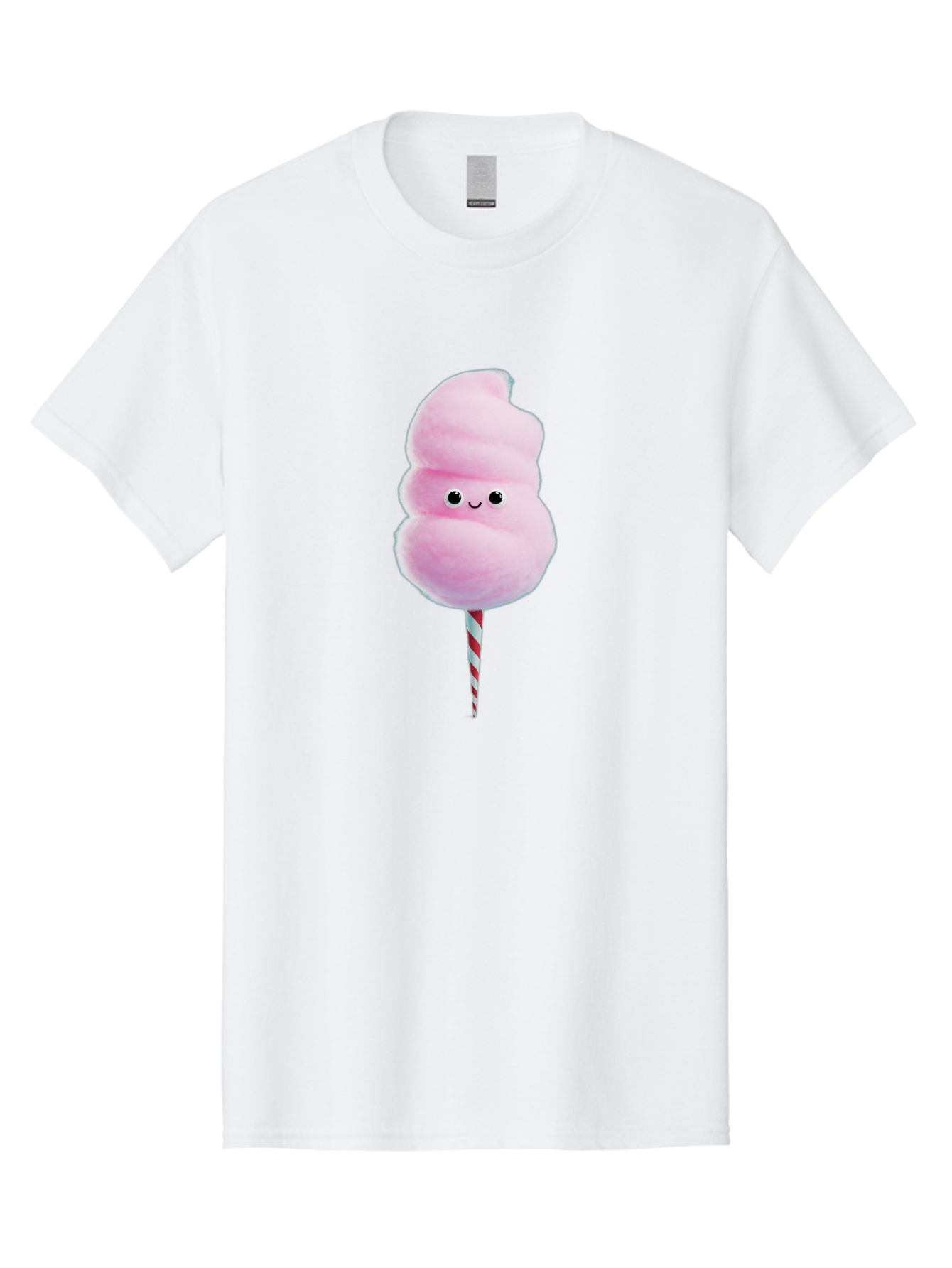 Cotton-Candy-15 Men'S Graphic Tee, 100% Cotton, Comfortable Casual Summer Wear, Machine Washable, Cotton Candy, Sweet Treat, Pastel Pink Color, Smiley Face, Red And White Striped Stick, Fluffy Texture, Cute, Candy, Cartoon Character, Fun, Bac908