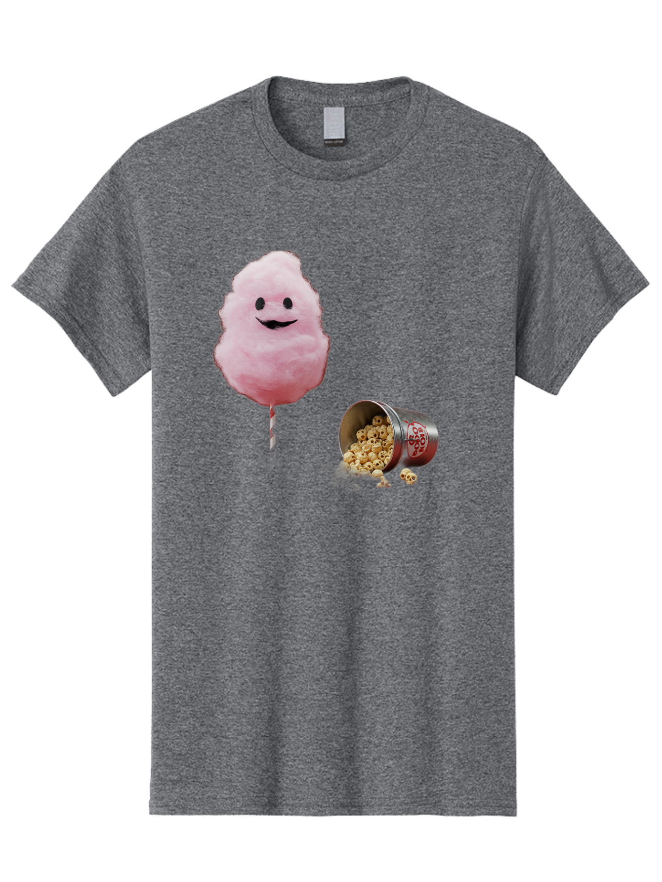 Cotton-Candy-16 Men'S Graphic Tee, 100% Cotton, Comfortable Casual Summer Wear, Machine Washable, Cartoon Cotton Candy With A Smiling Mouth, Cotton Candy On A Stick, Fun Food, Cartoon Snack, Popcorn Treat, Colorful Graphics, Playful Imagery, Bac909