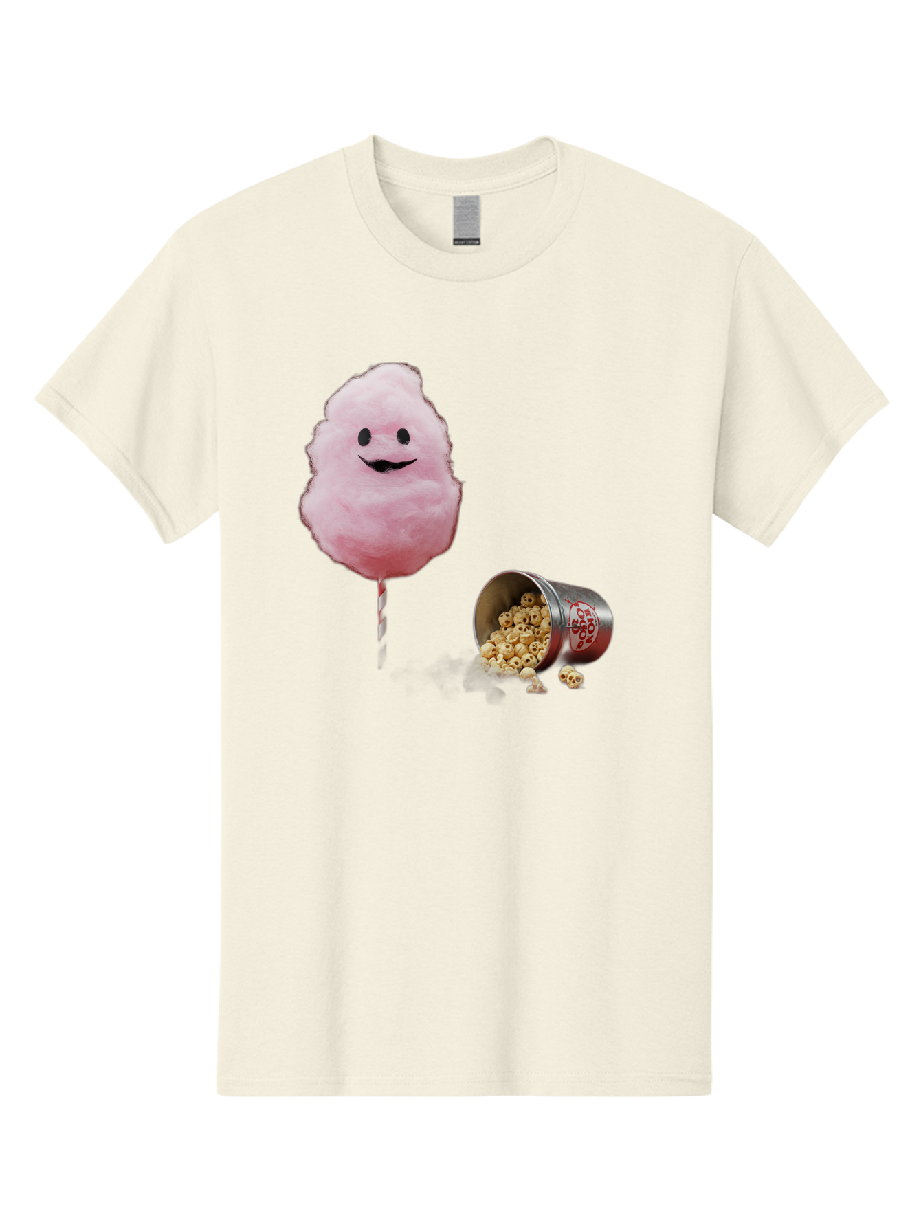 Cotton-Candy-16 Men'S Graphic Tee, 100% Cotton, Comfortable Casual Summer Wear, Machine Washable, Cartoon Cotton Candy With A Smiling Mouth, Cotton Candy On A Stick, Fun Food, Cartoon Snack, Popcorn Treat, Colorful Graphics, Playful Imagery, Bac909